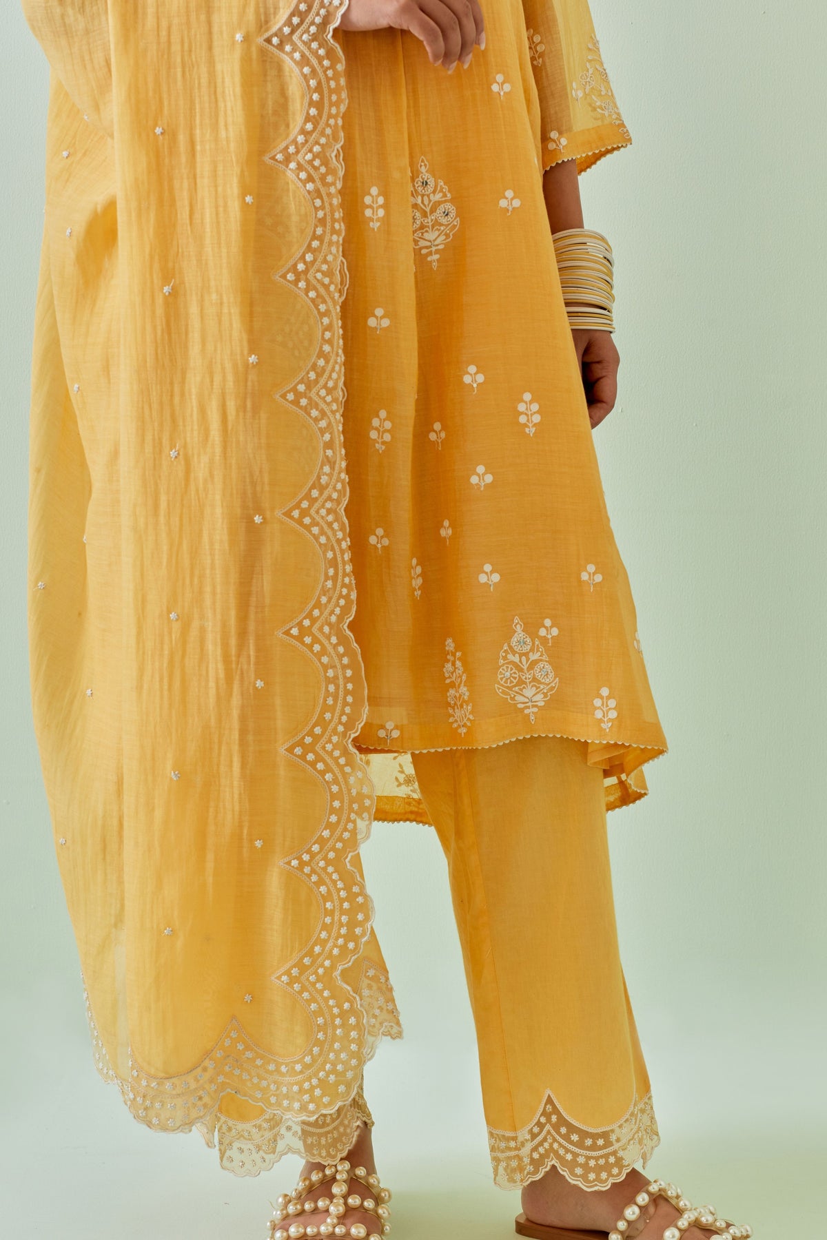 Yellow Dori Embroidery Kurta Set