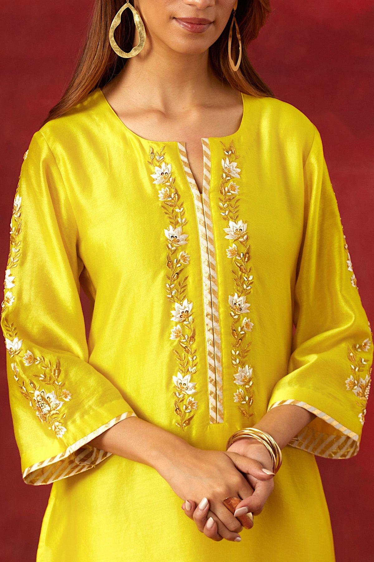 Yellow Round Hem Kurta Set