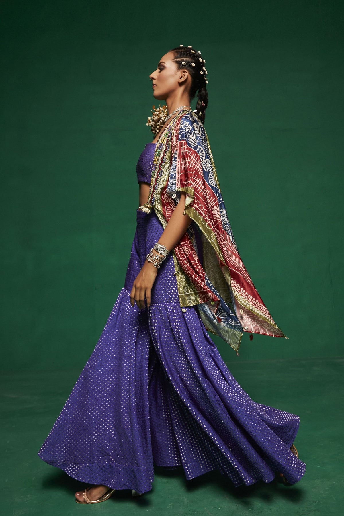 Purplish Blue Cape Set