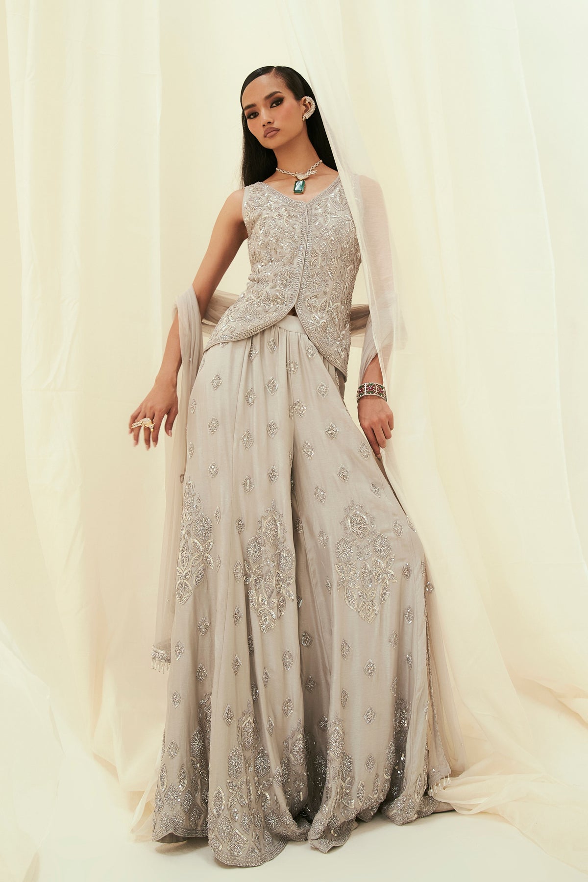 Grey Sufiya Sharara Set