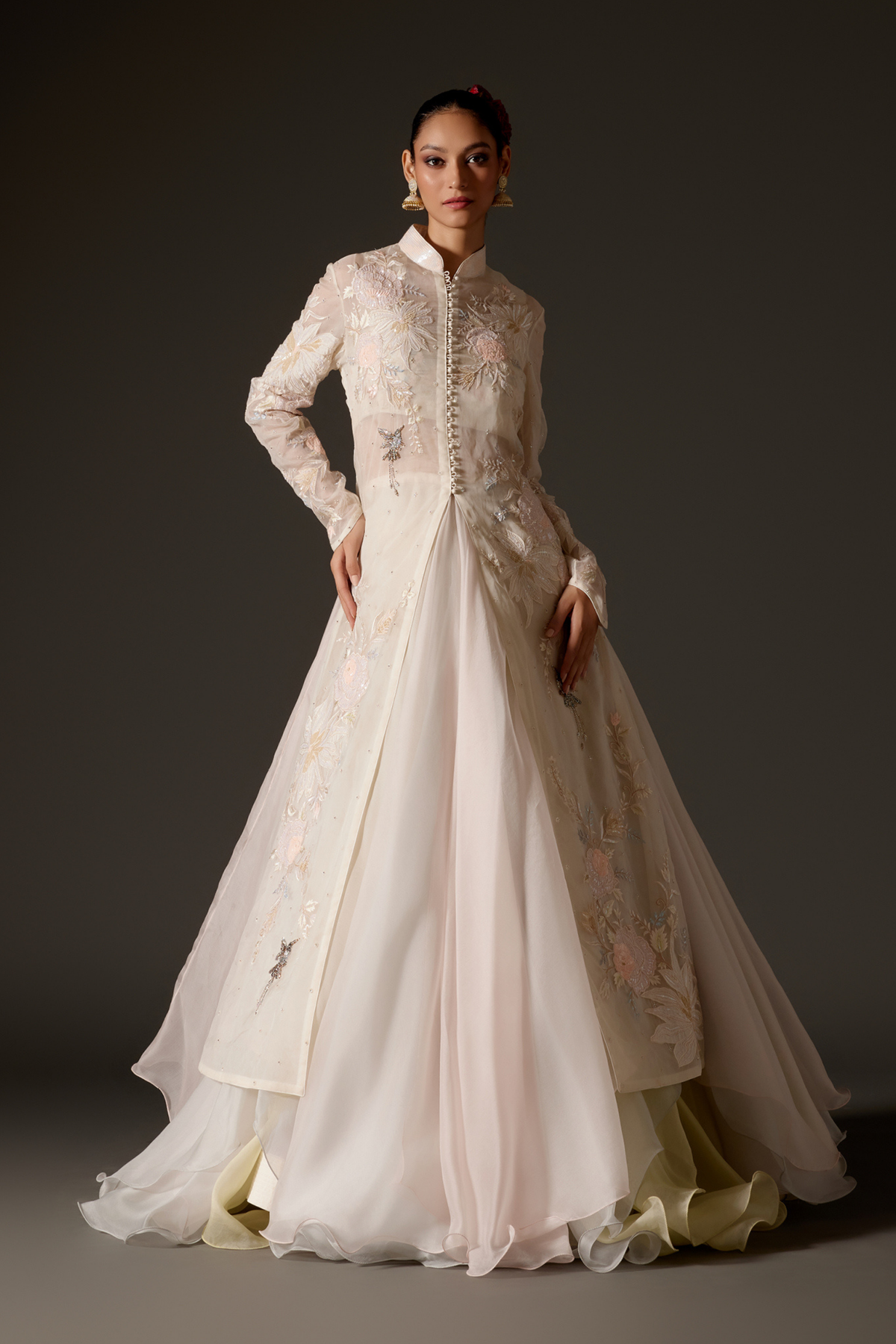 Ivory Long Jacket Hand Embroidery