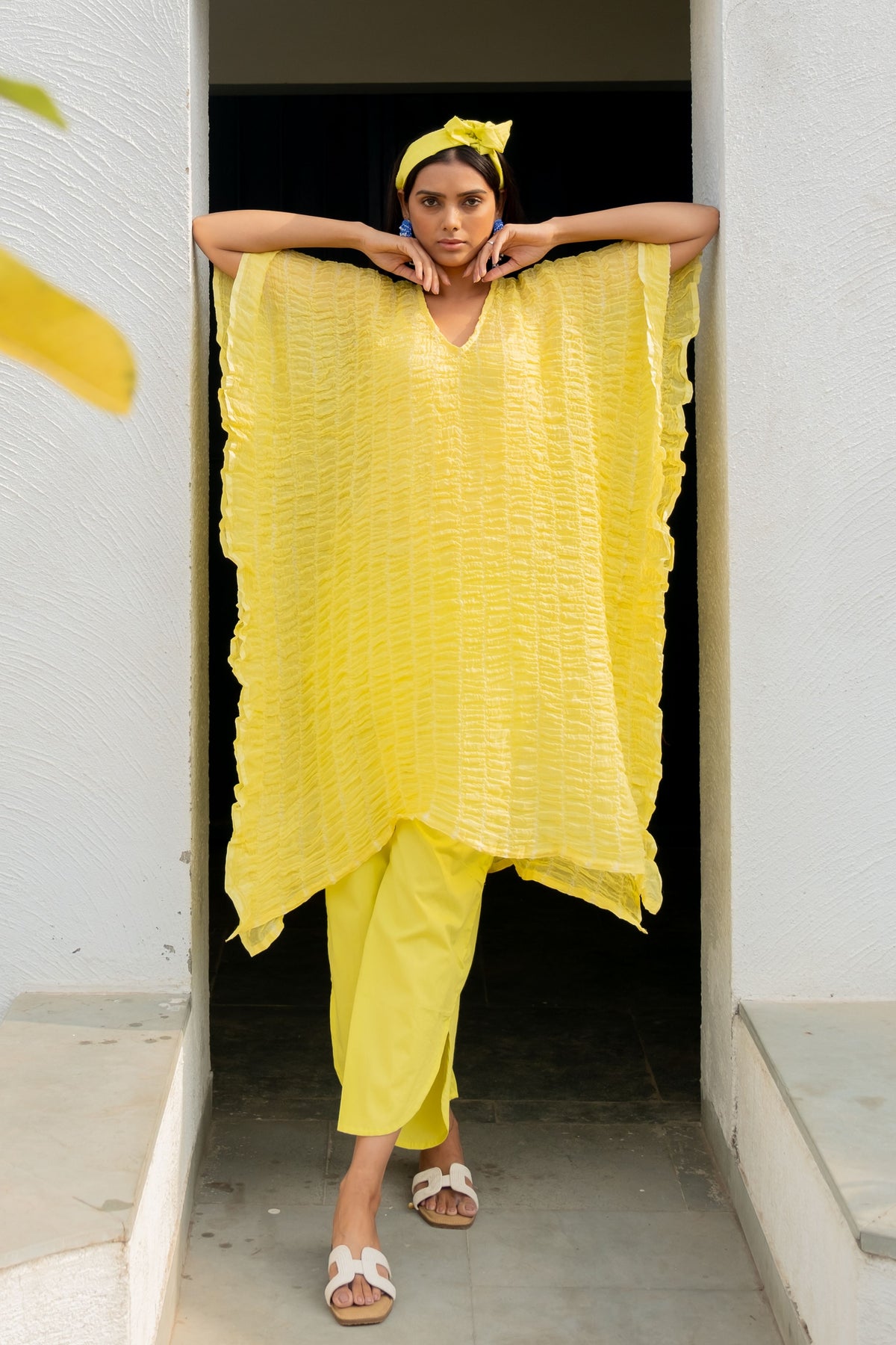 Iced Lemon Kaftan With Silp