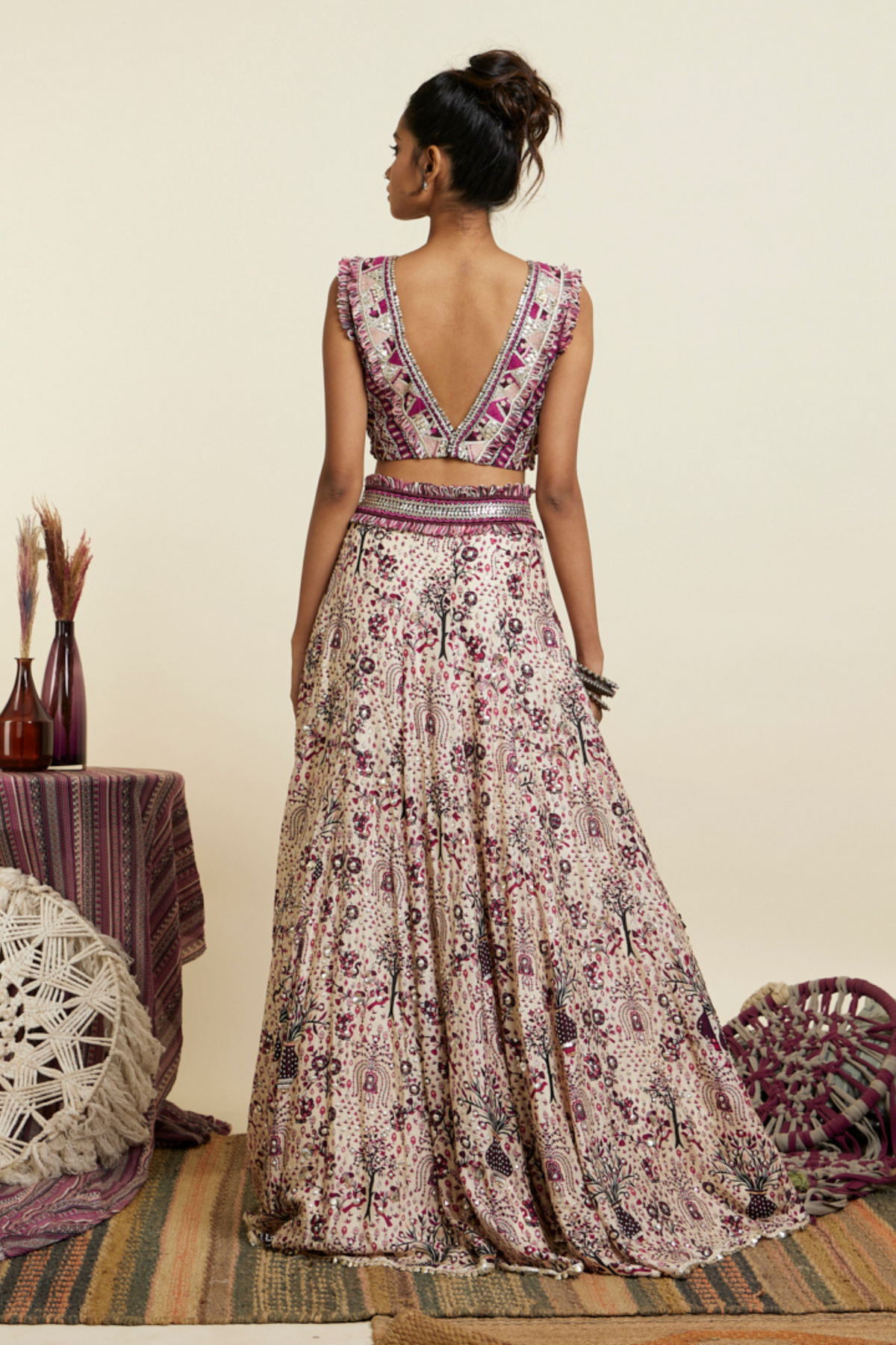 Merlot Print Embellished Lehenga Set