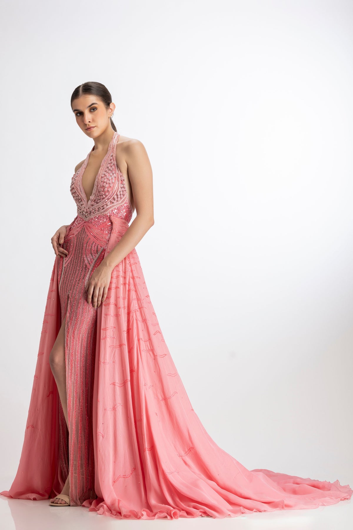 Hot Pink Gown with Detachable Skirt