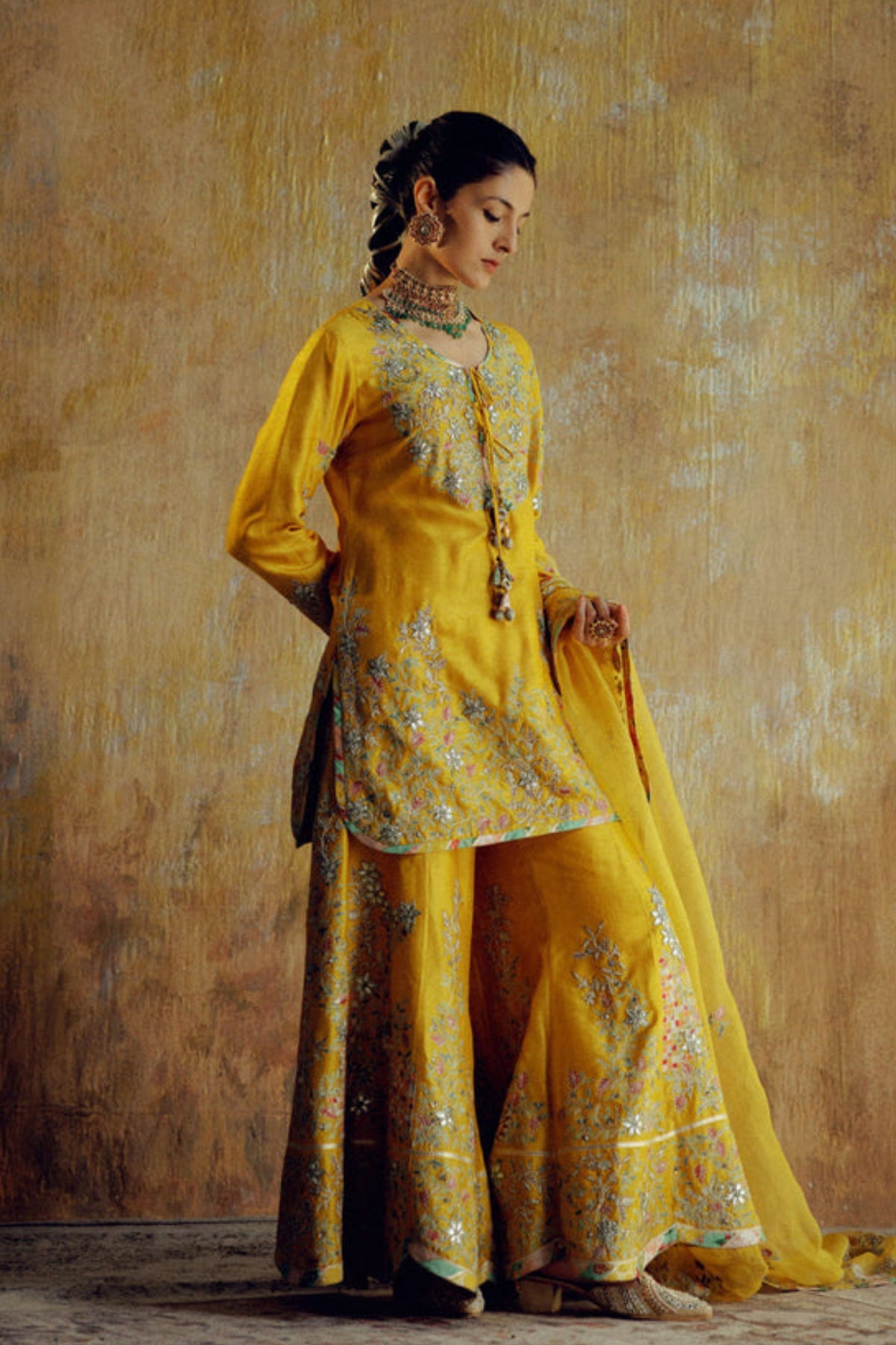 Mustard Yellow Jugnu Sharara Set