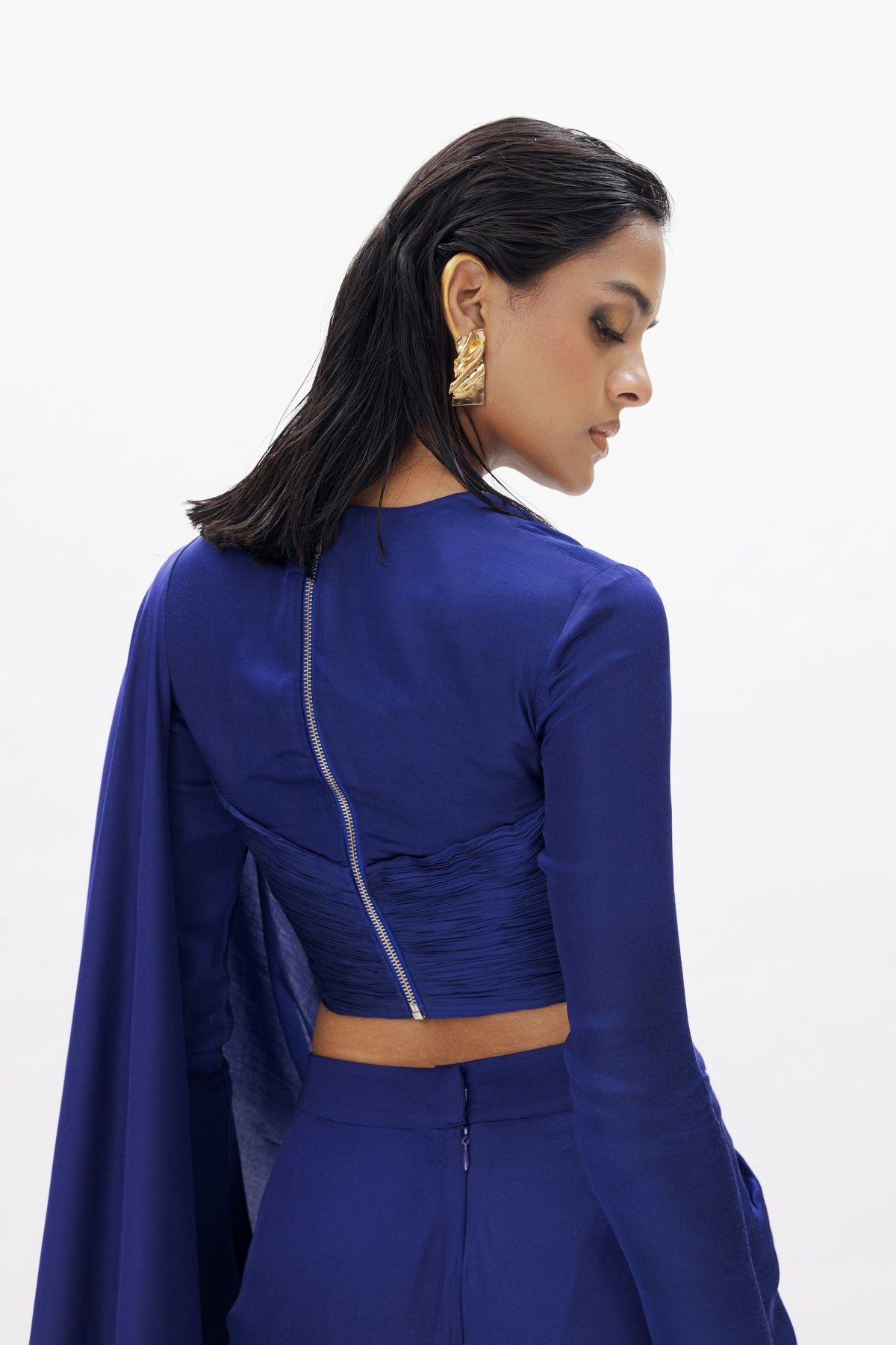 Jasmine Draped Saree in Royal Blue