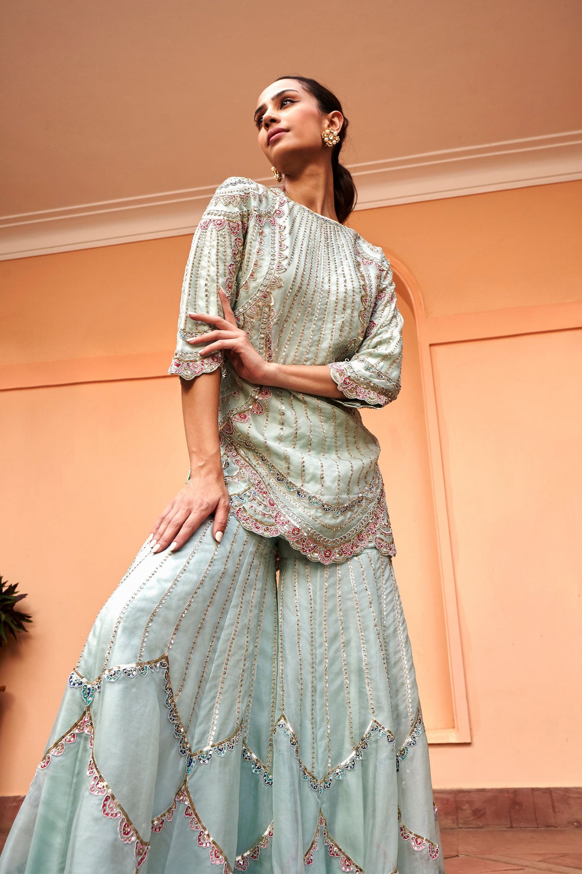 Pastel Blue Sharara Set