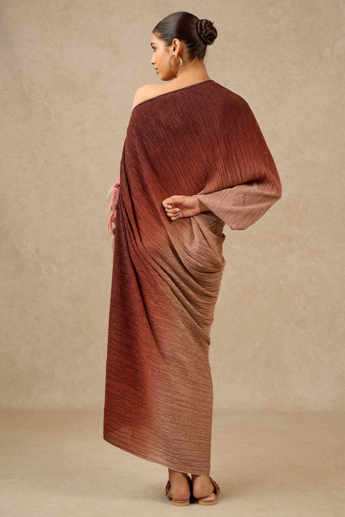 Copper Ombre Off-shoulder Dress