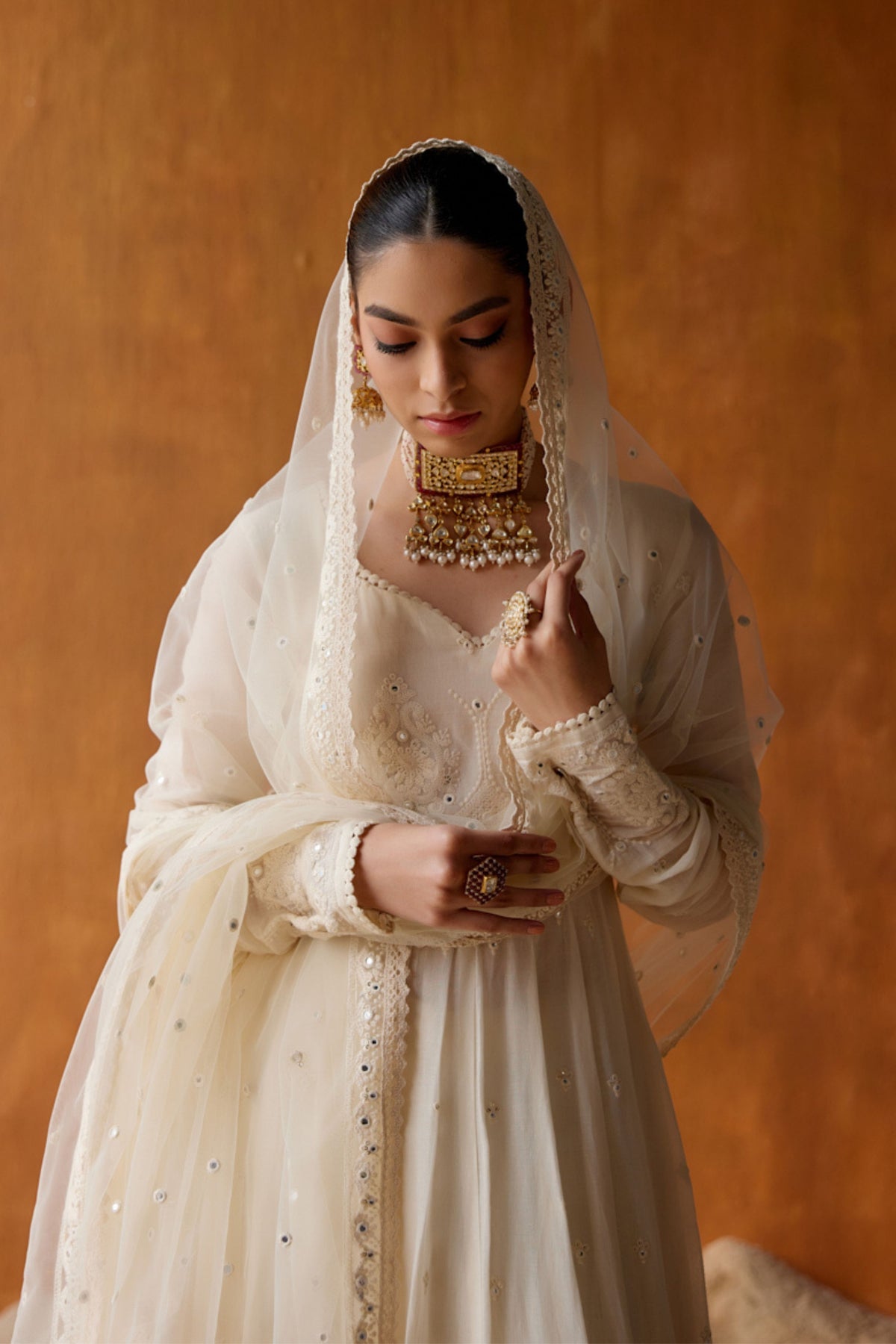 Off White Tower Anarkali Set