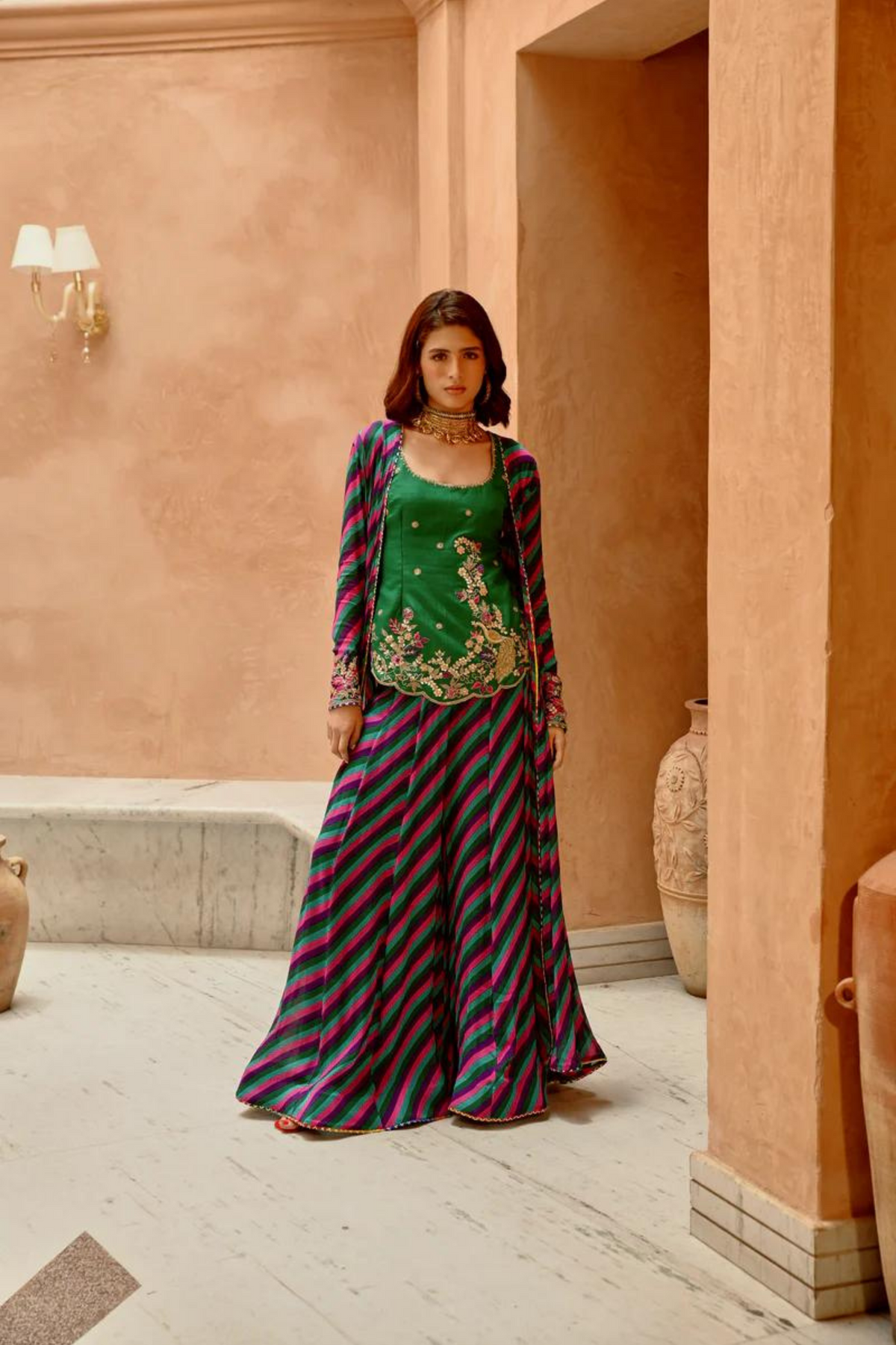 Multi Color Indi-leheriya Sharara Set