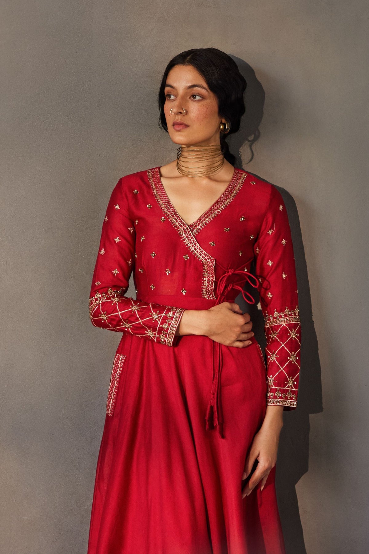 Red Full Length Angrakha