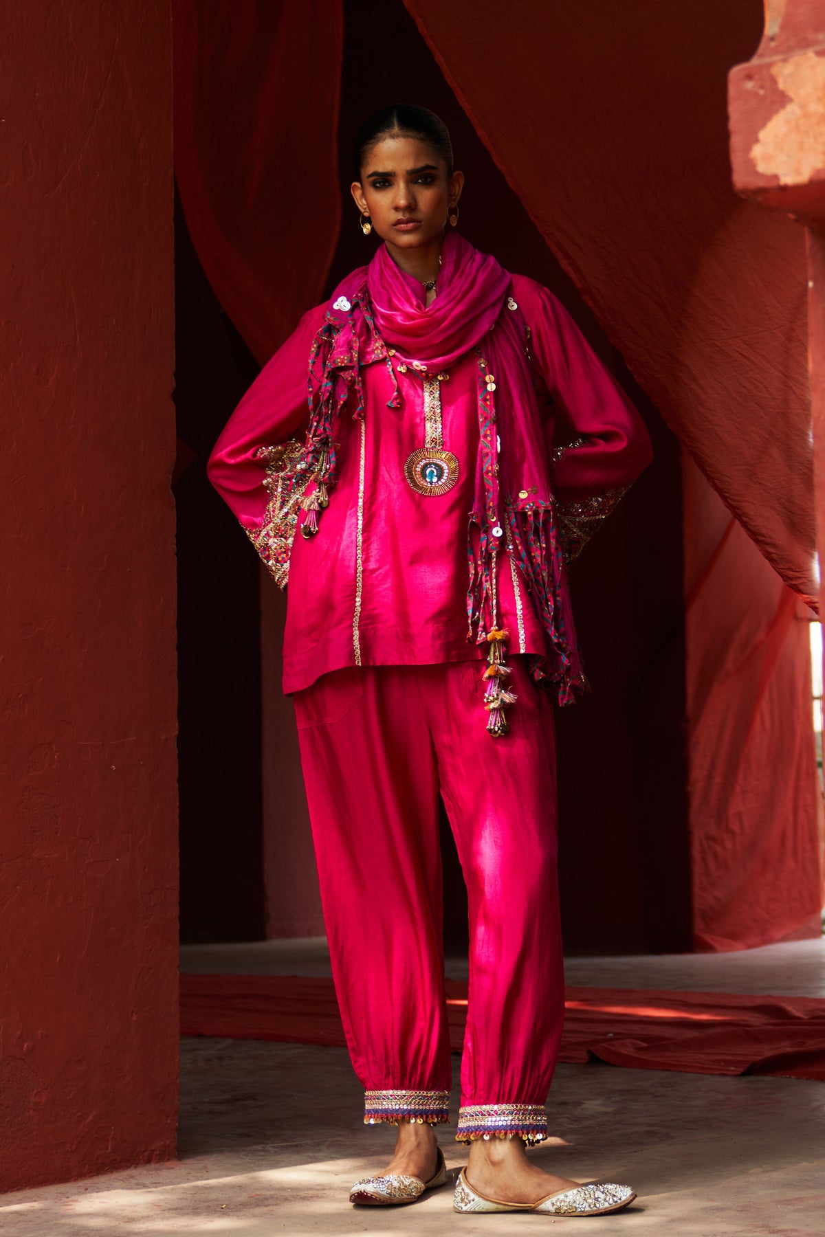 Pink Embroidered Kurta Set