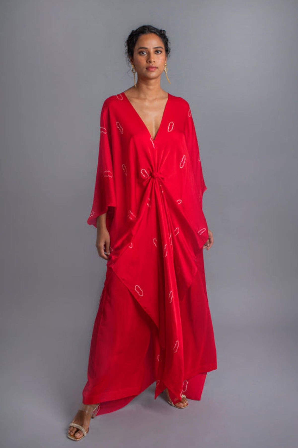 Red Tie-Dye Kaftan Set