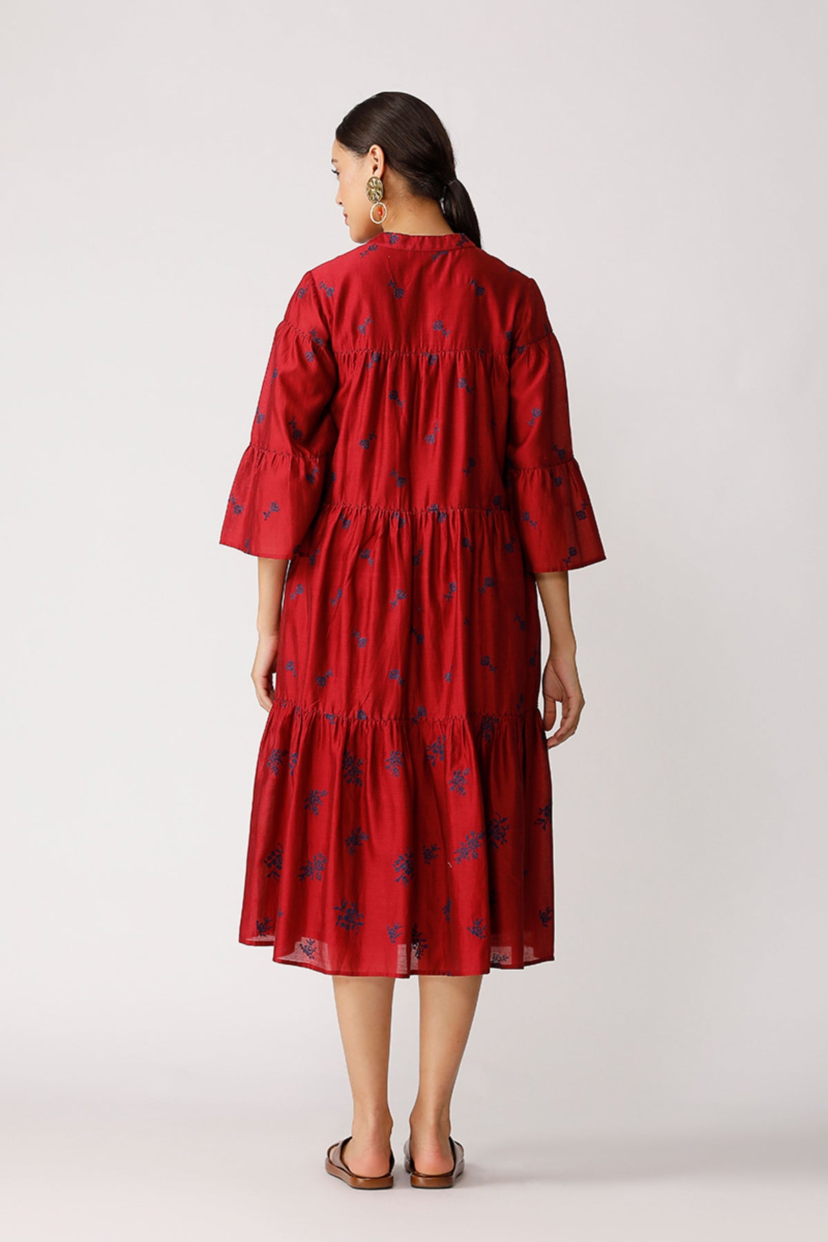 Wine Twister Embroidered Tiered Dress