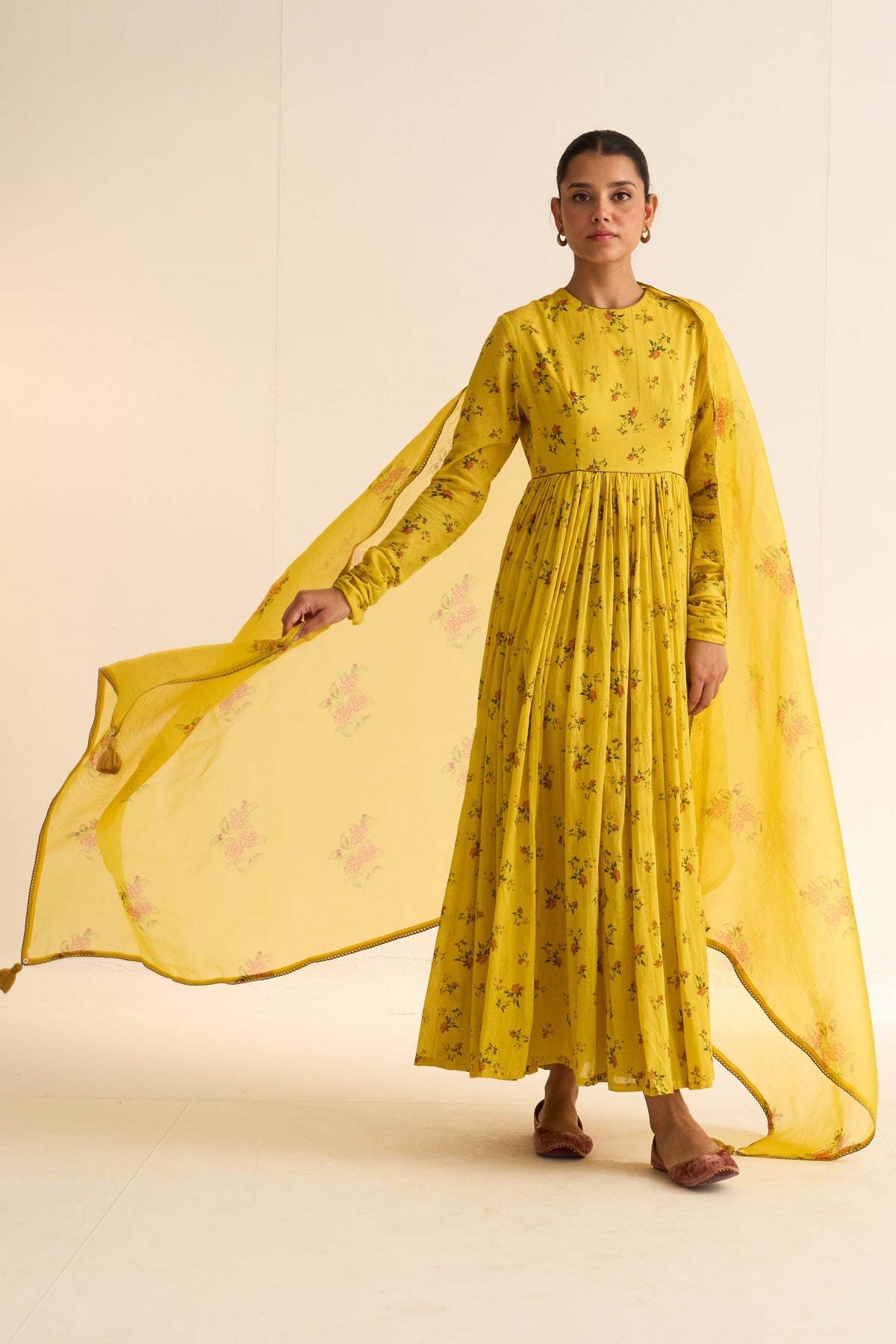 Evani Yellow Organza Dupatta