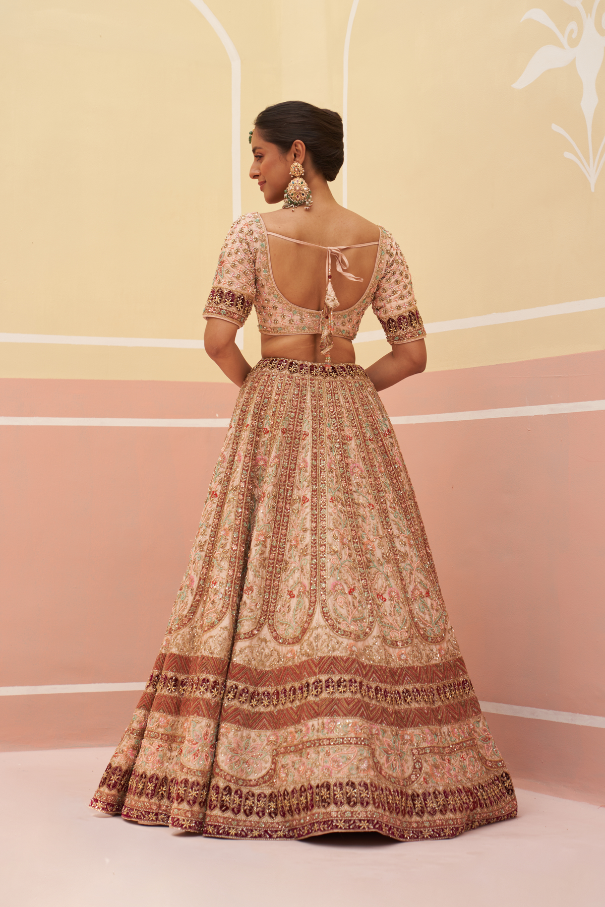 Peach Silk Lehenga Set