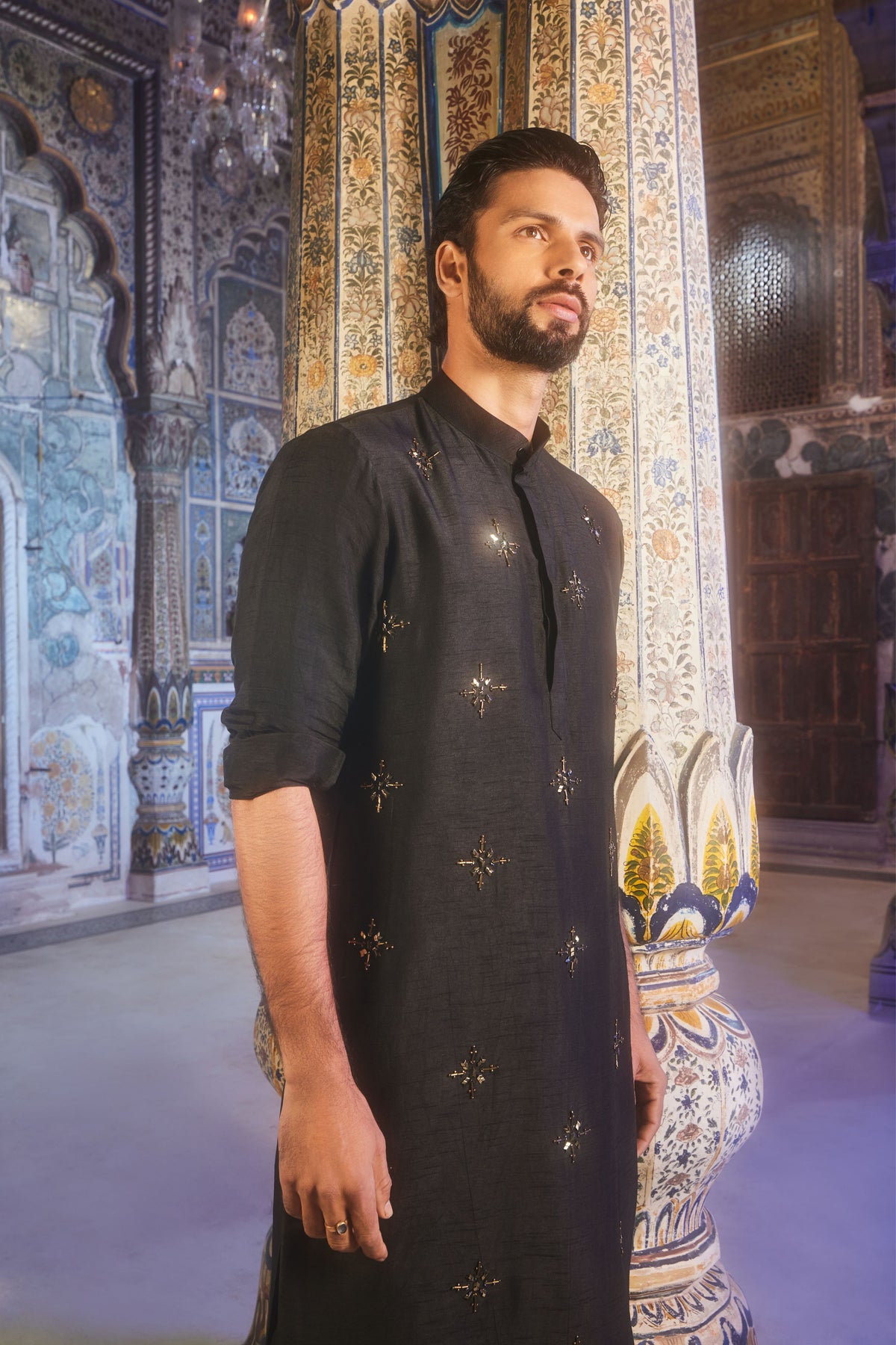 Black Metallic Embroidered Kurta Set