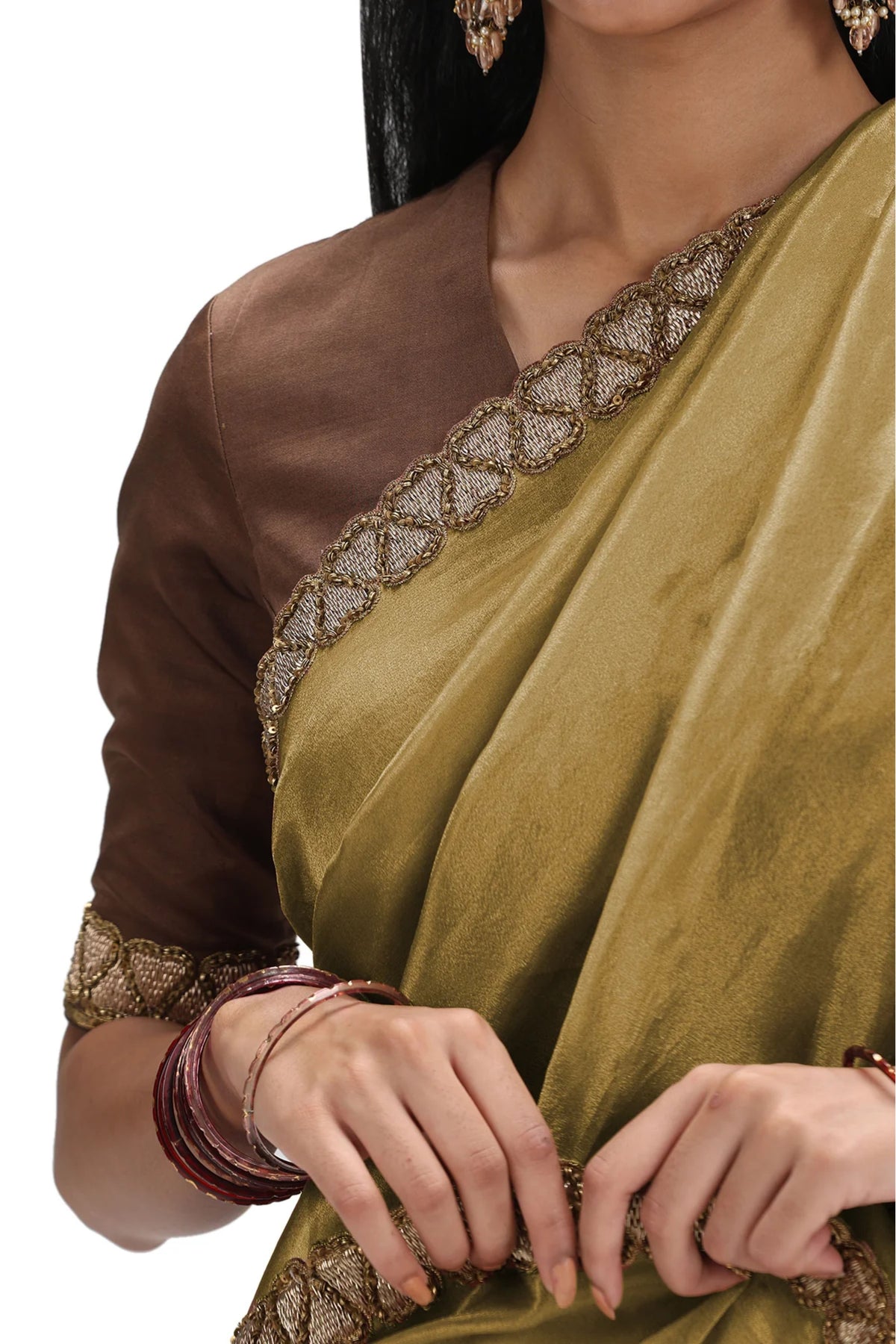 Padamukhi Olive Saree Set