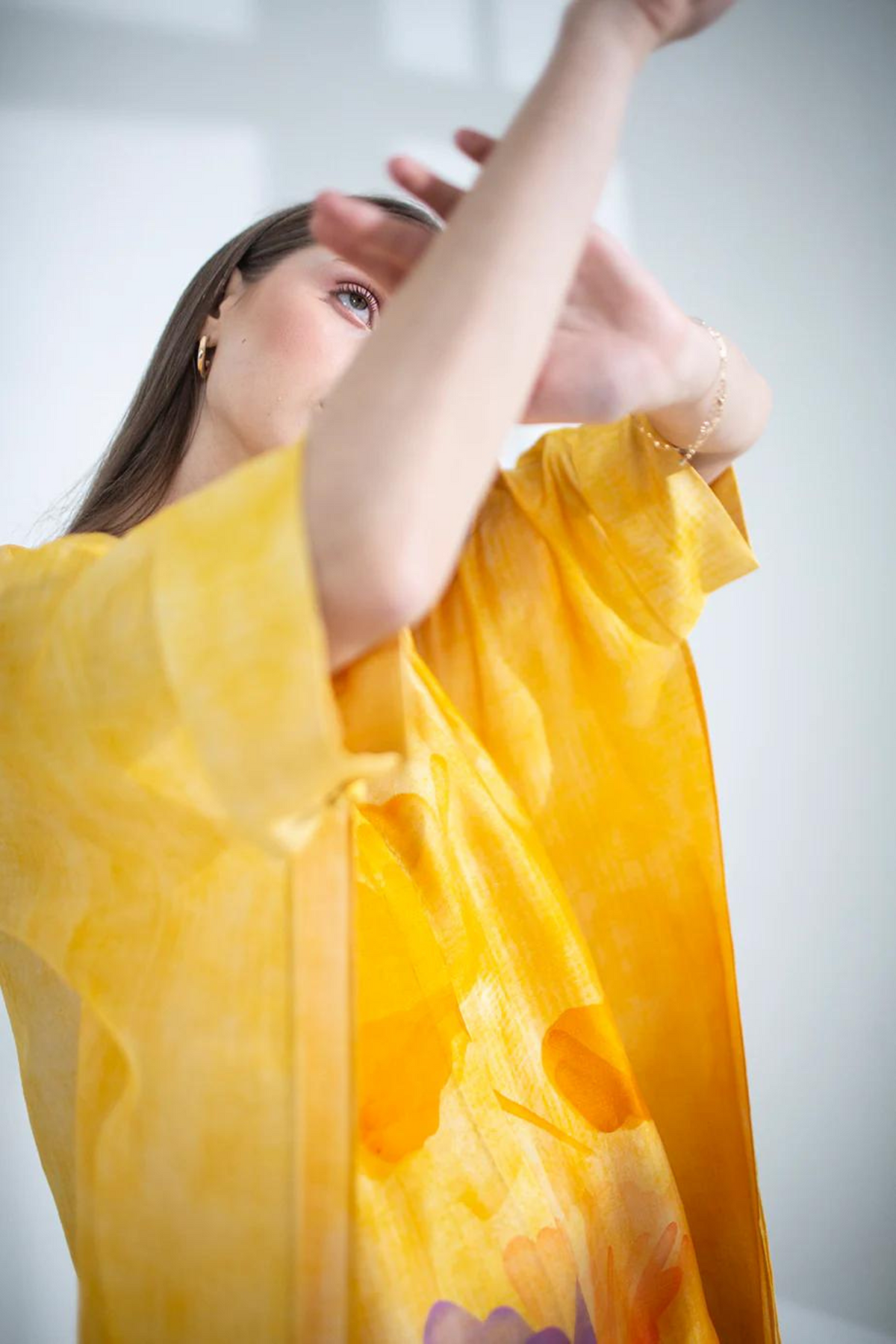 Floral Print In Yellow Tunics Set