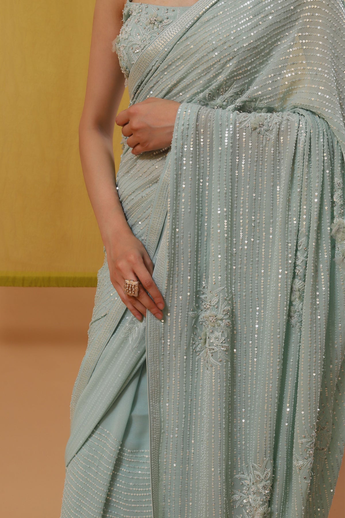 Pale Turquoise Alina Saree Set