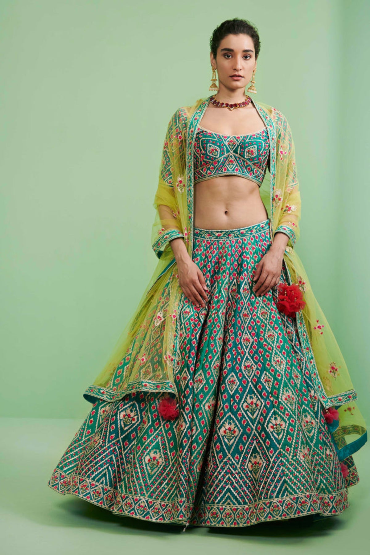 Teal lehenga set