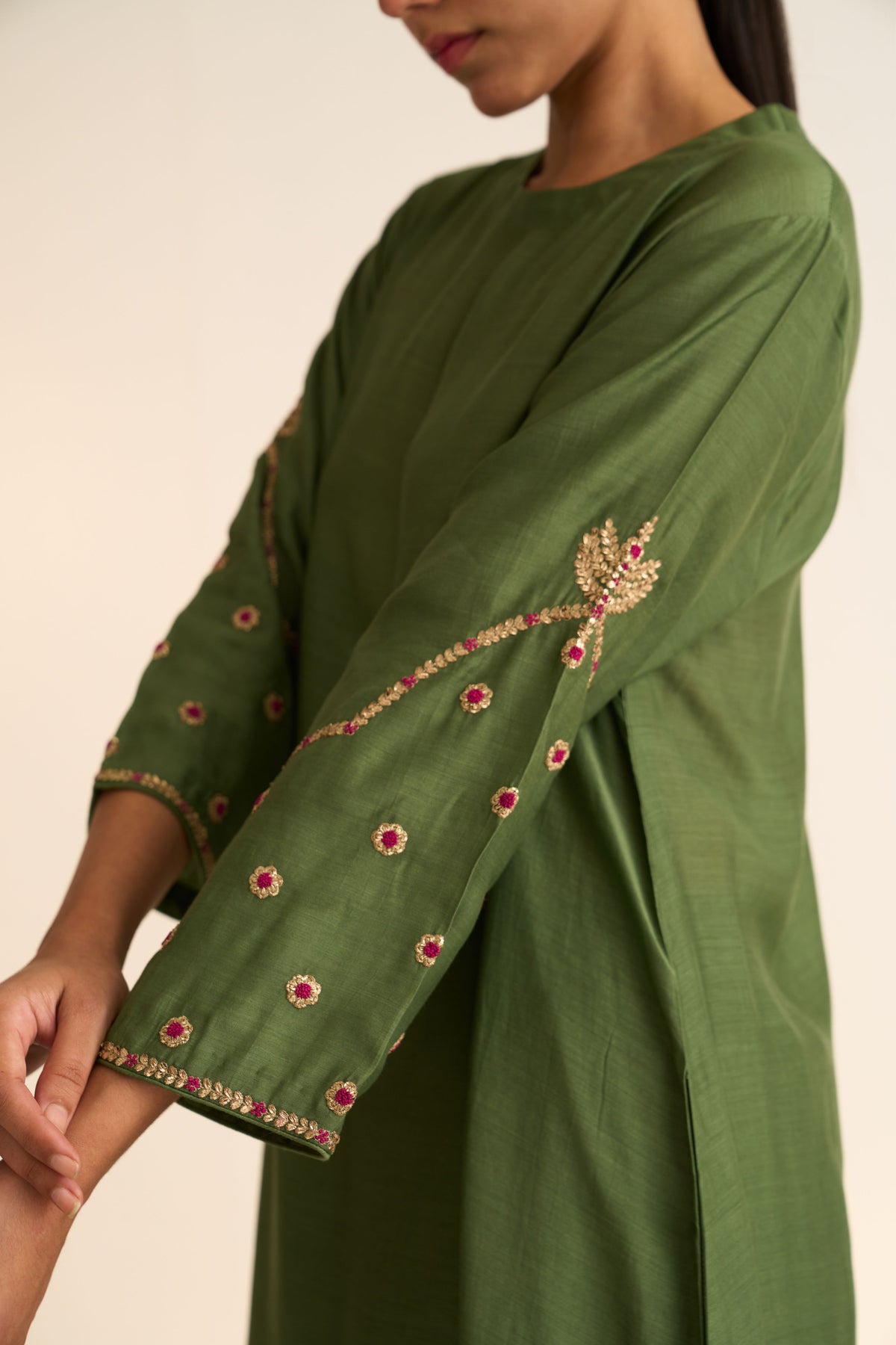 Ambily Olive Green Kurta