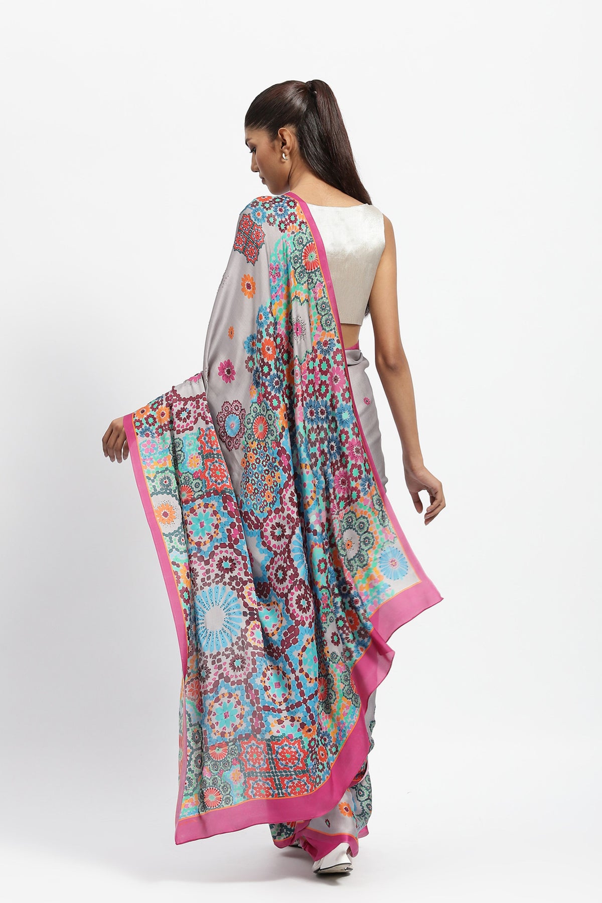 Fractal Bloom Embellished Saree