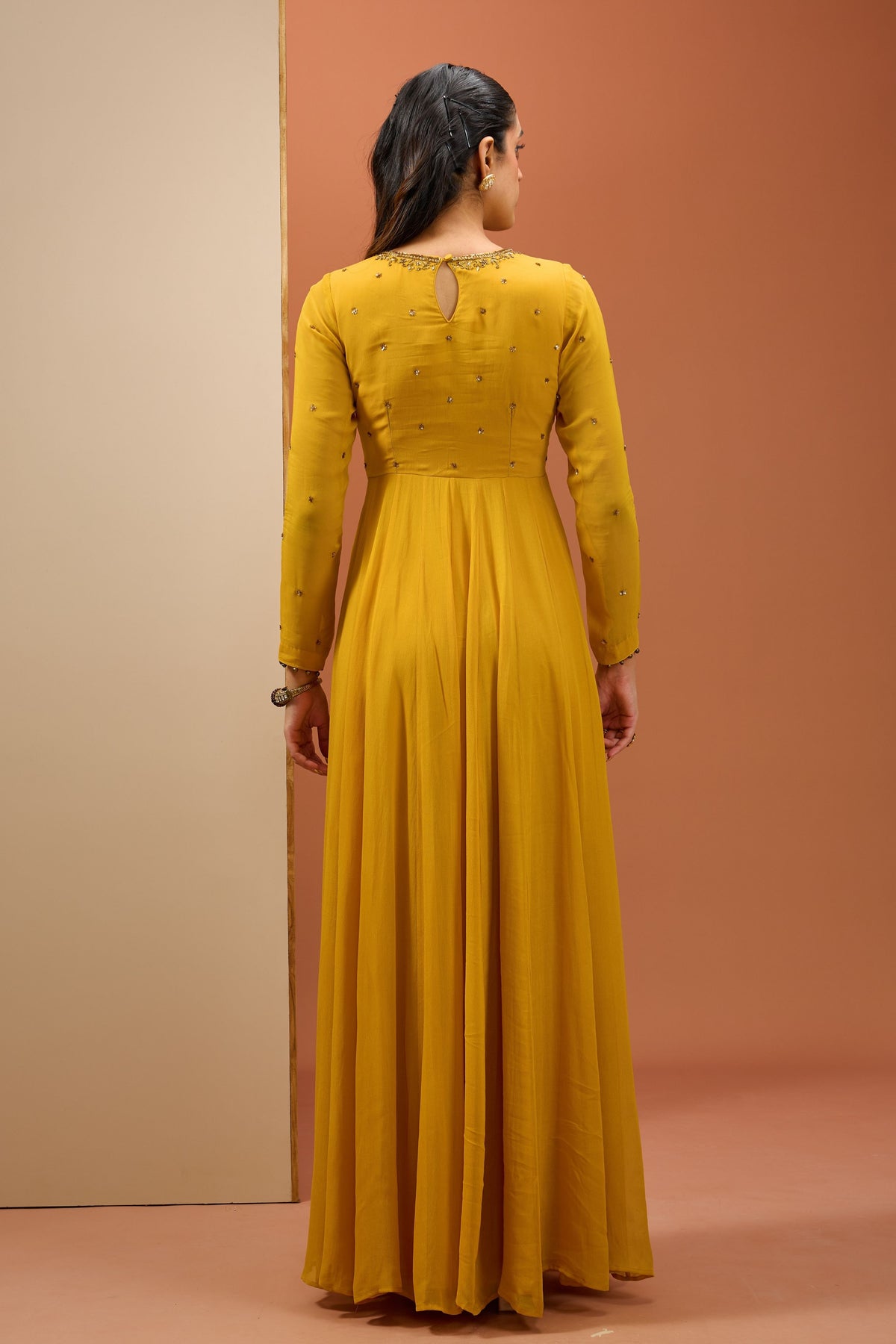 Mustard Anarkali Set