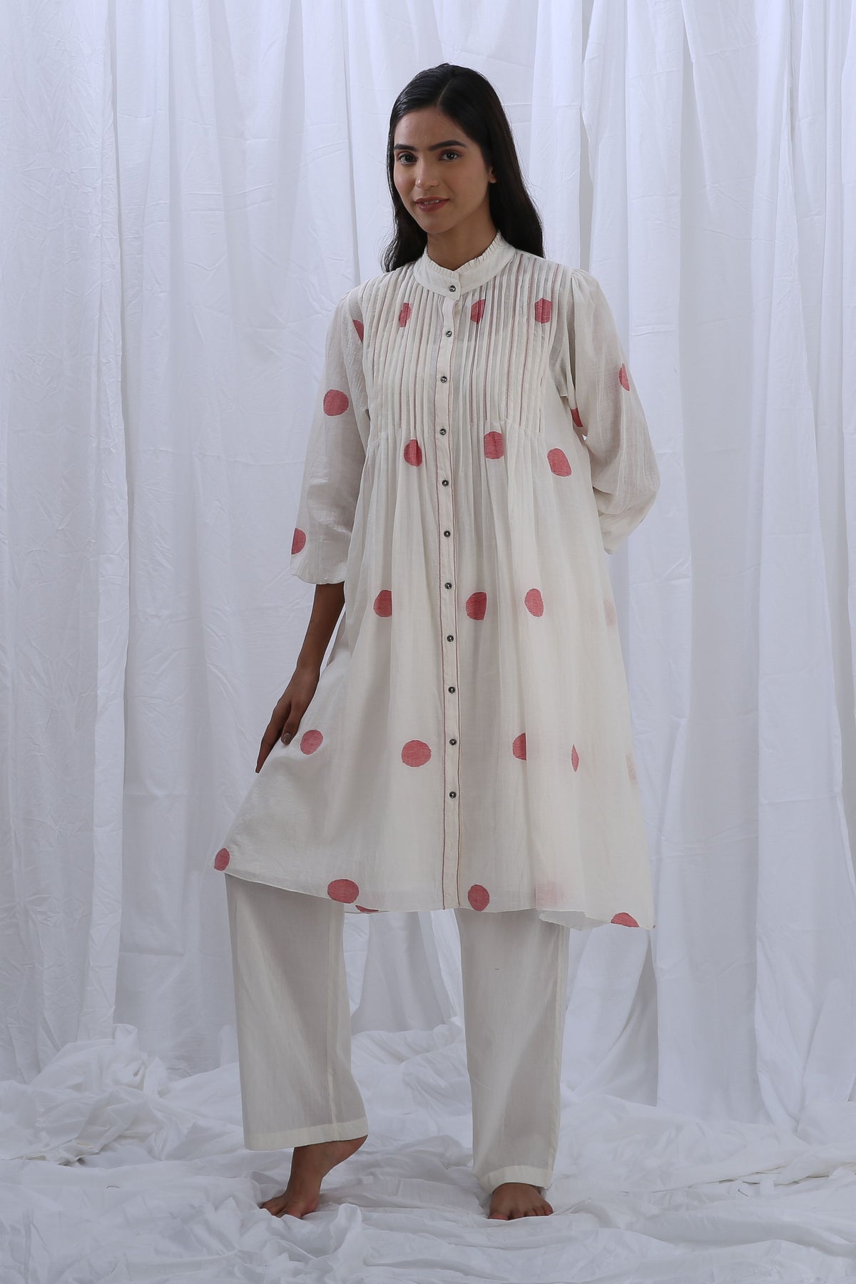 Bright White Pintuck Kurta Set