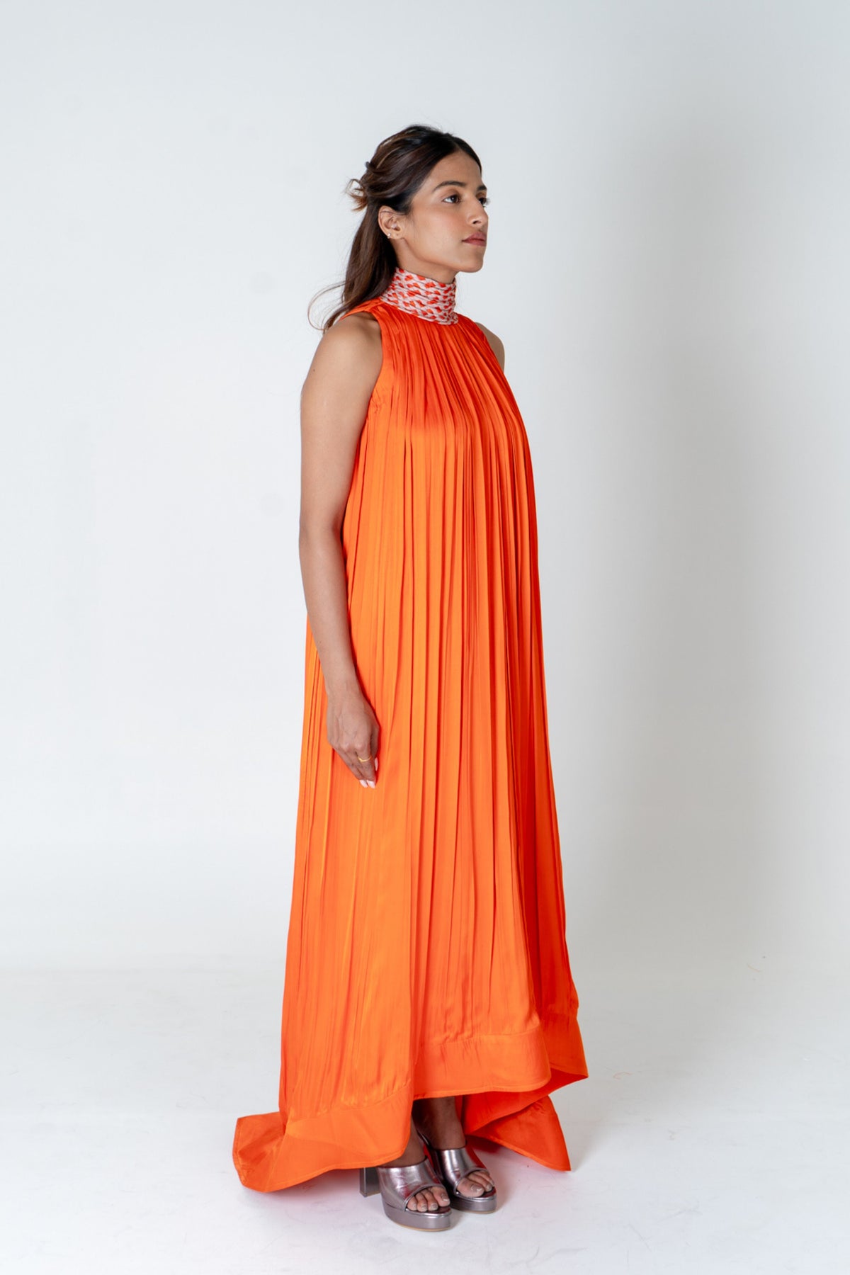 Orange-pink Gather Gown