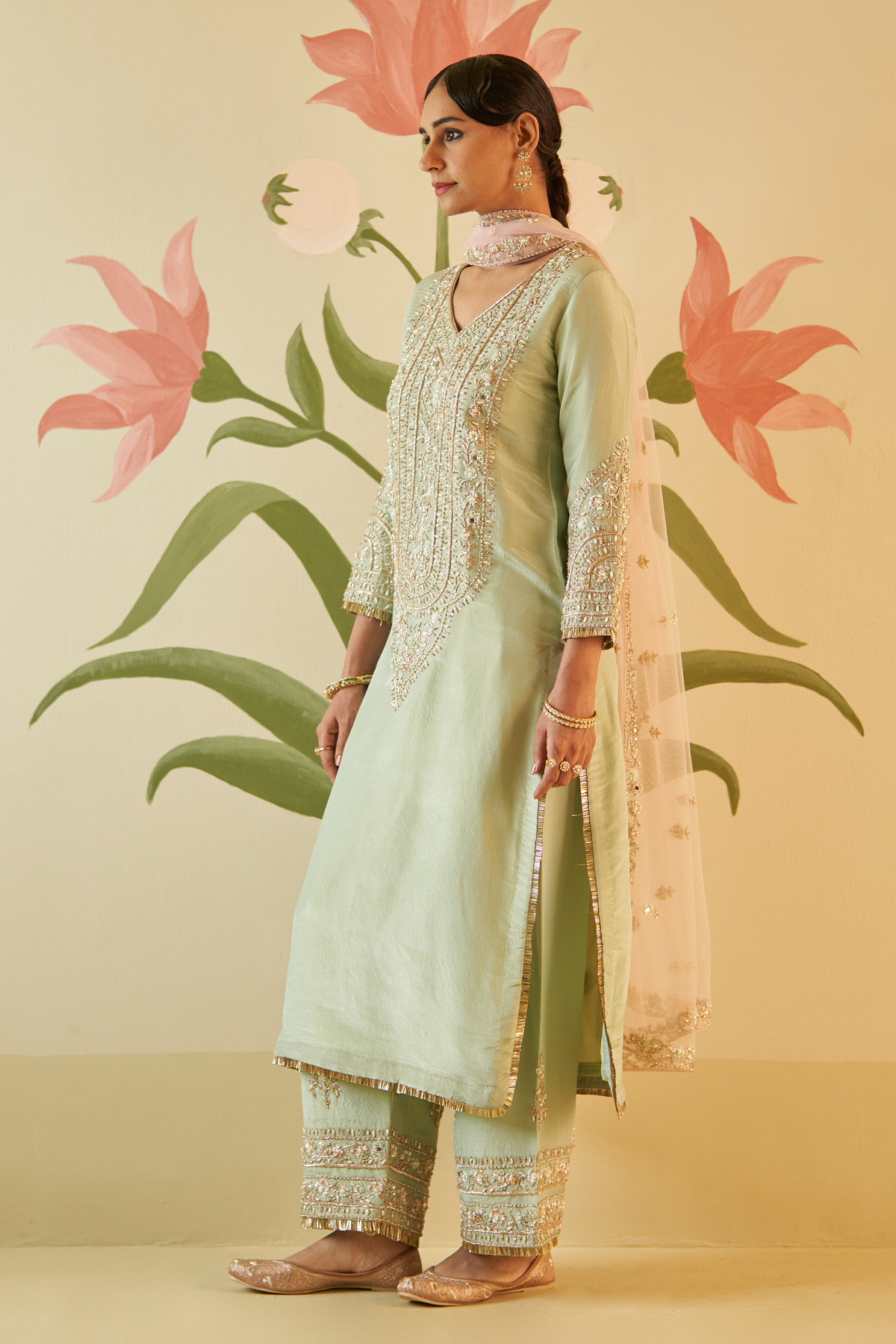 Mint Green Tissue Kurta Set