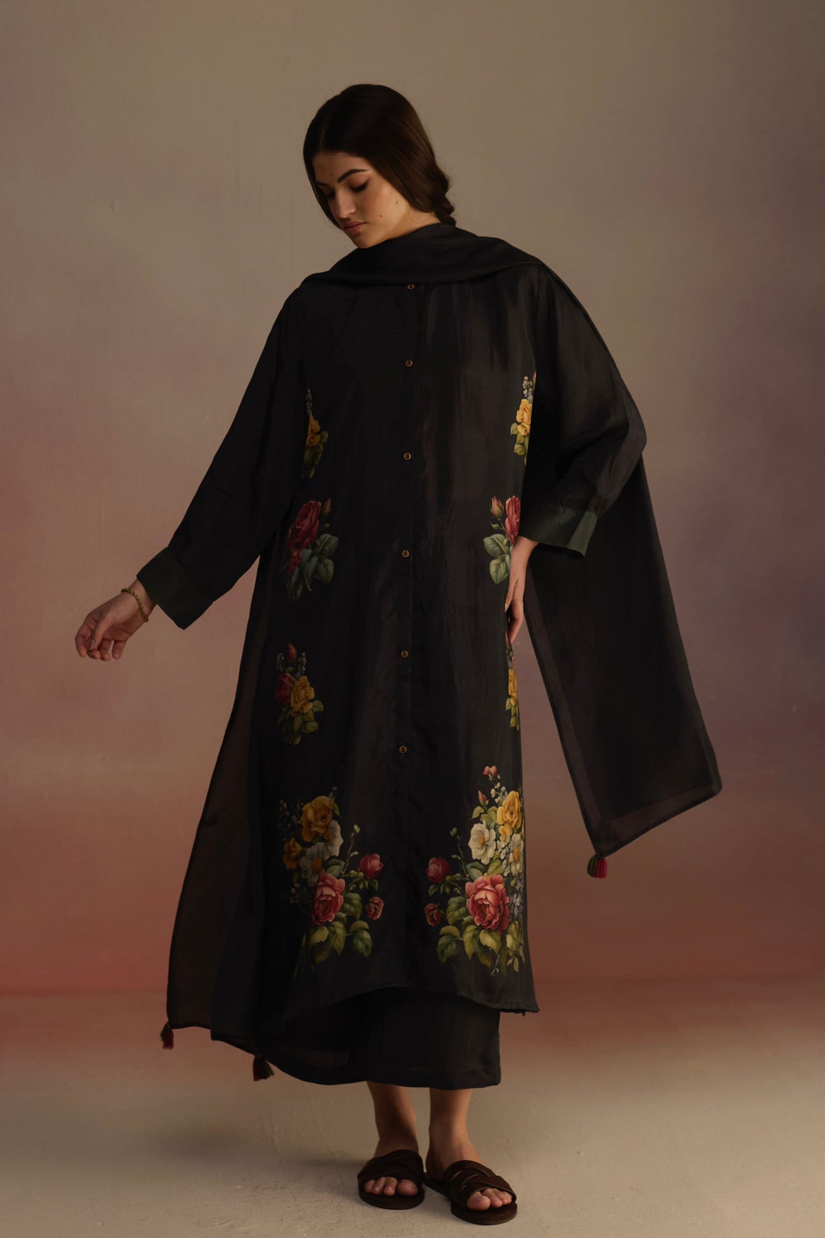 Gladioly Black Kurta