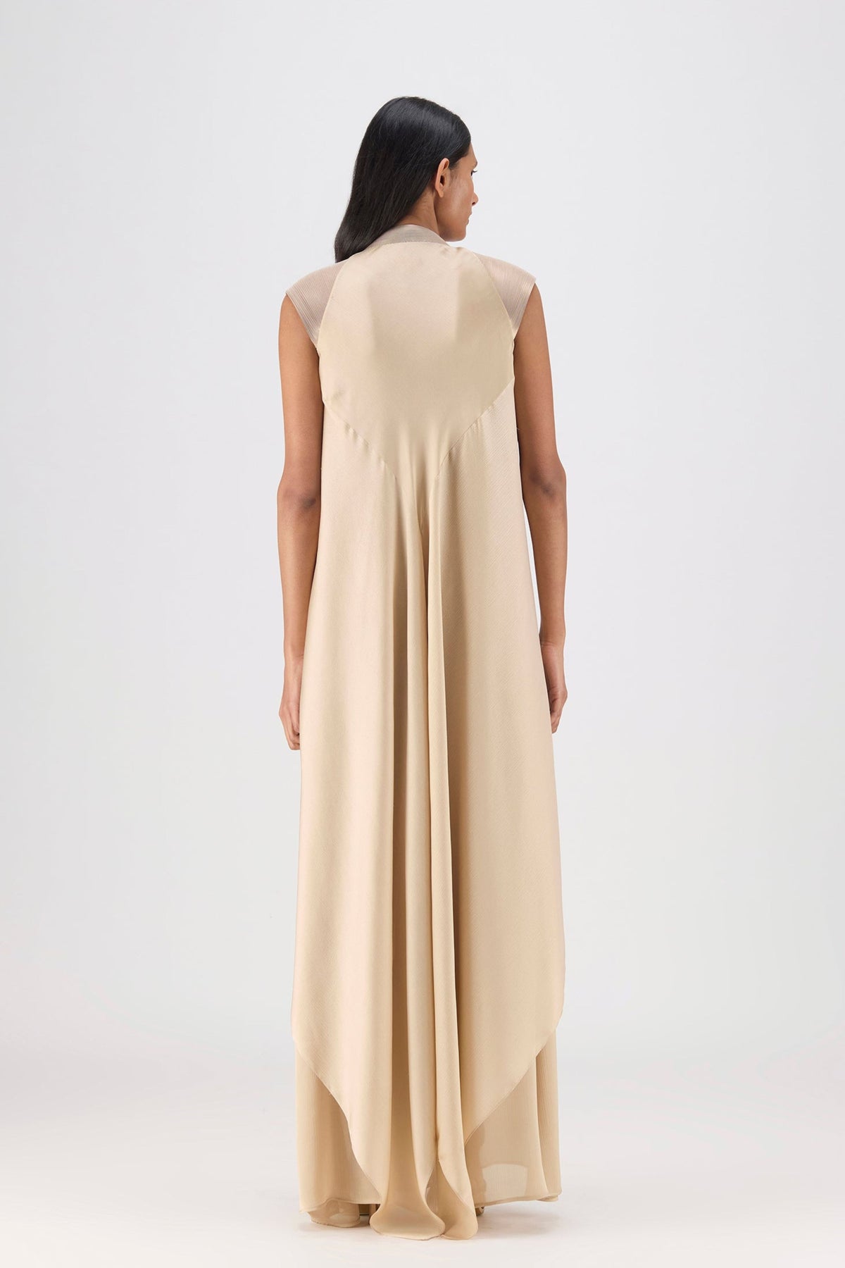 Sand Metallic Layered Gown