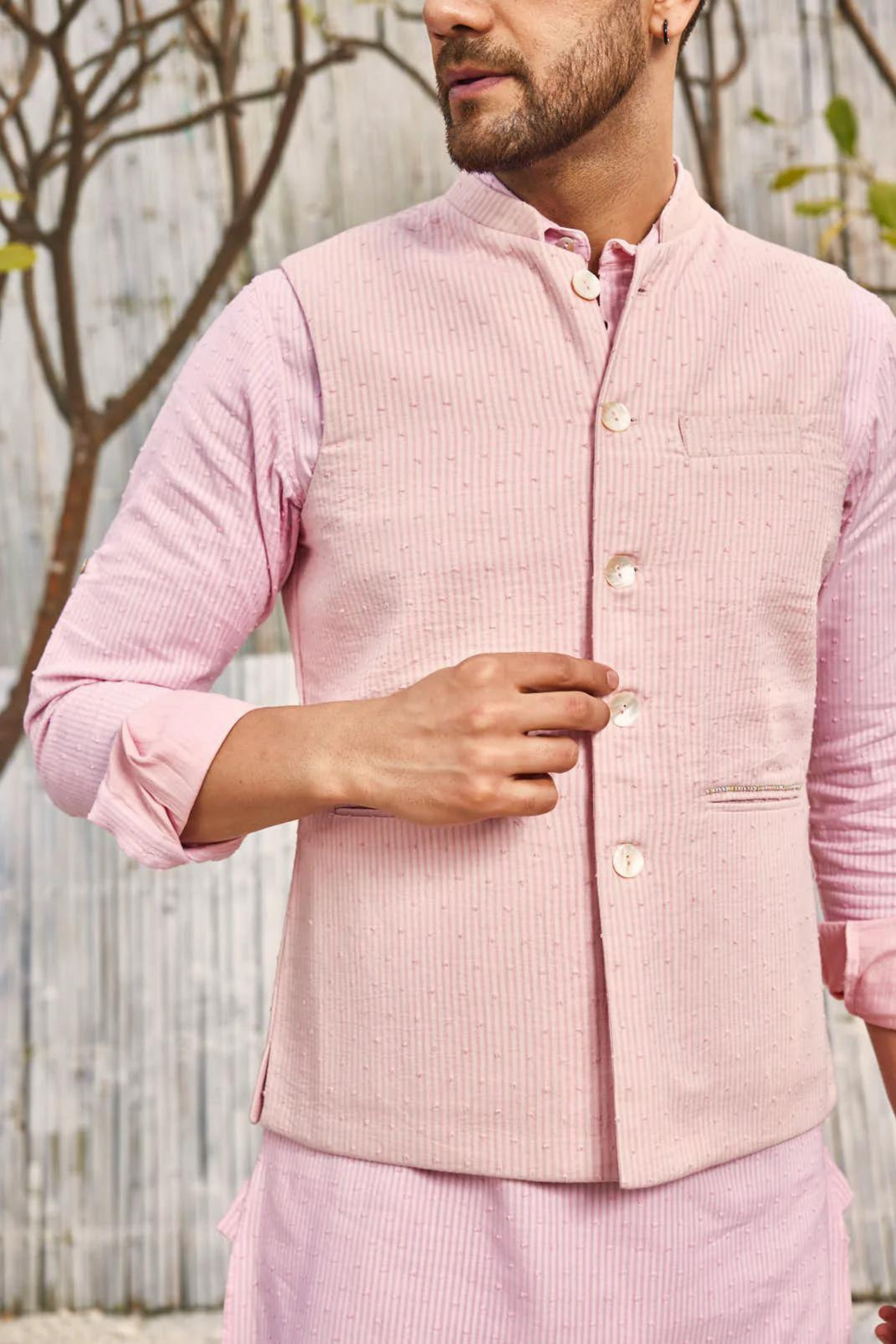 Cotton Pink Bundi Jacket