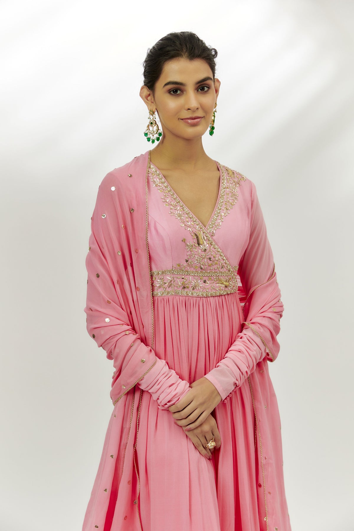 Pastel Pink Embroiderd Anarkali Set