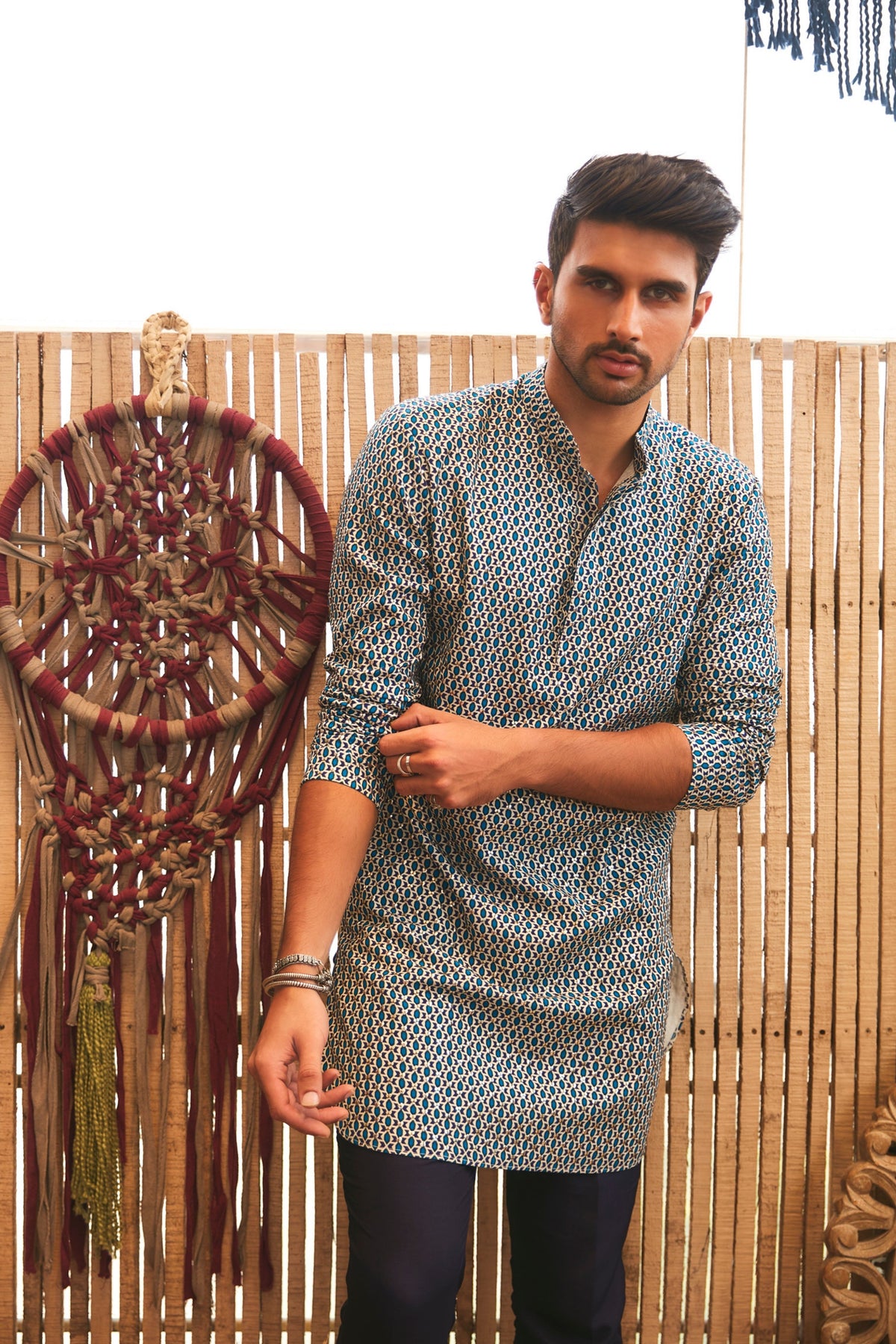 Blue Geo Print Kurta Set