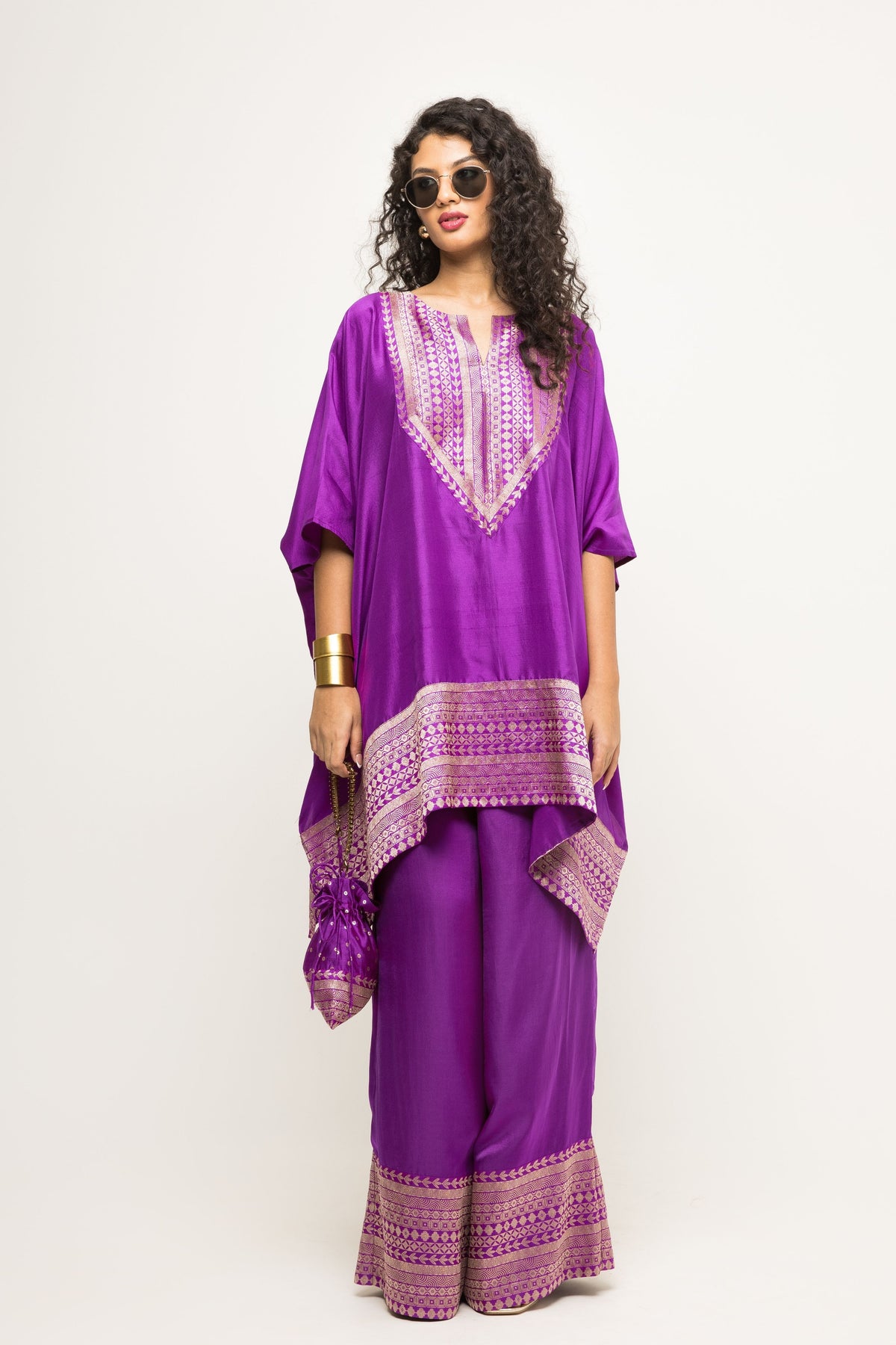 Triya Asymmetrical Purple Tunic Set