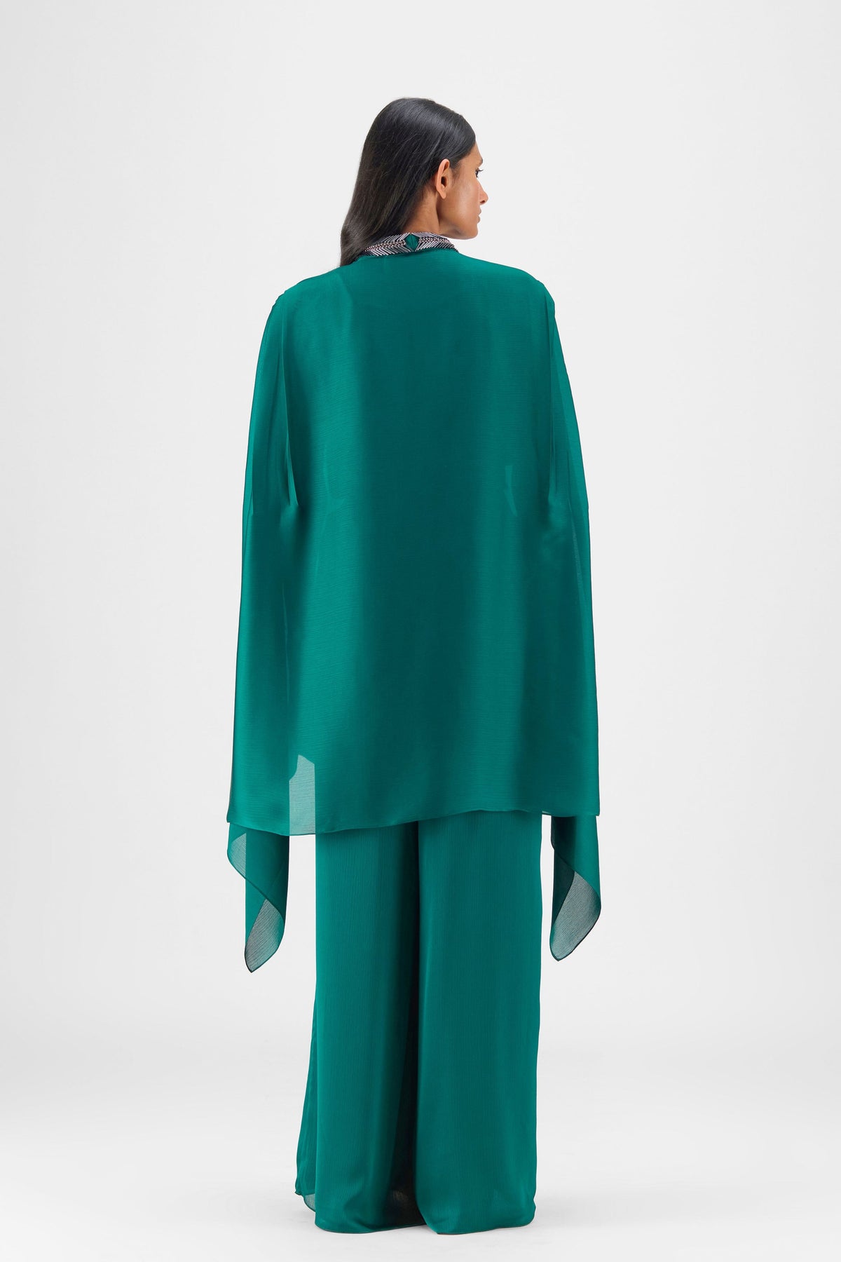 Emerald Structured Cape With Beads