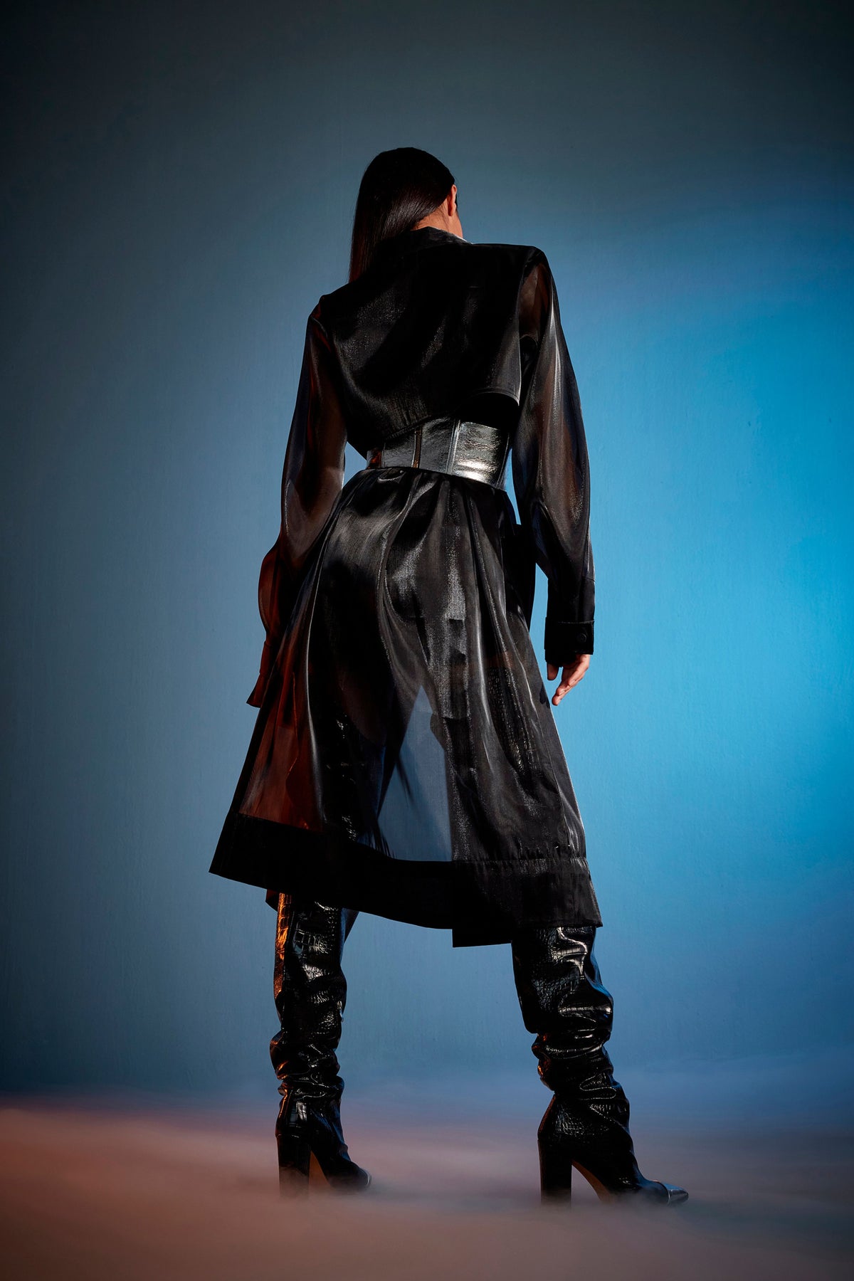 Black Organza Trench Coat