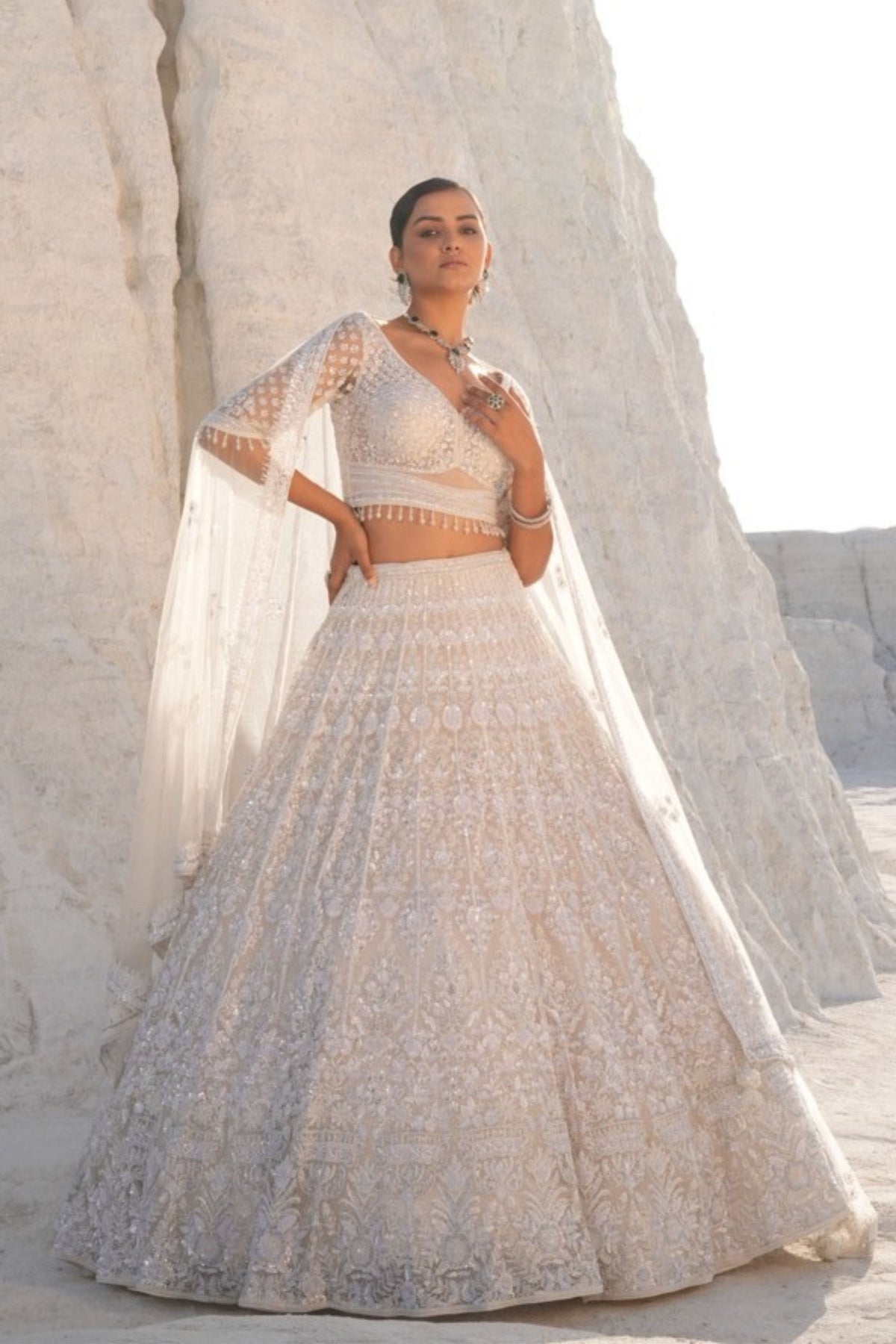 Ivory Embellished Lehenga Set