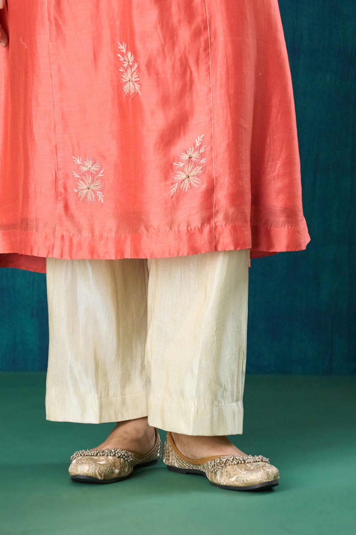 Peach Floral Urvi Kurta Sets