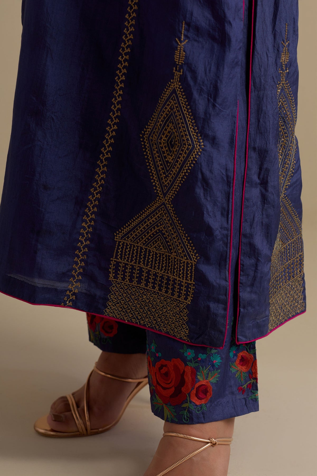 Blue Silk Straight Kurta Set