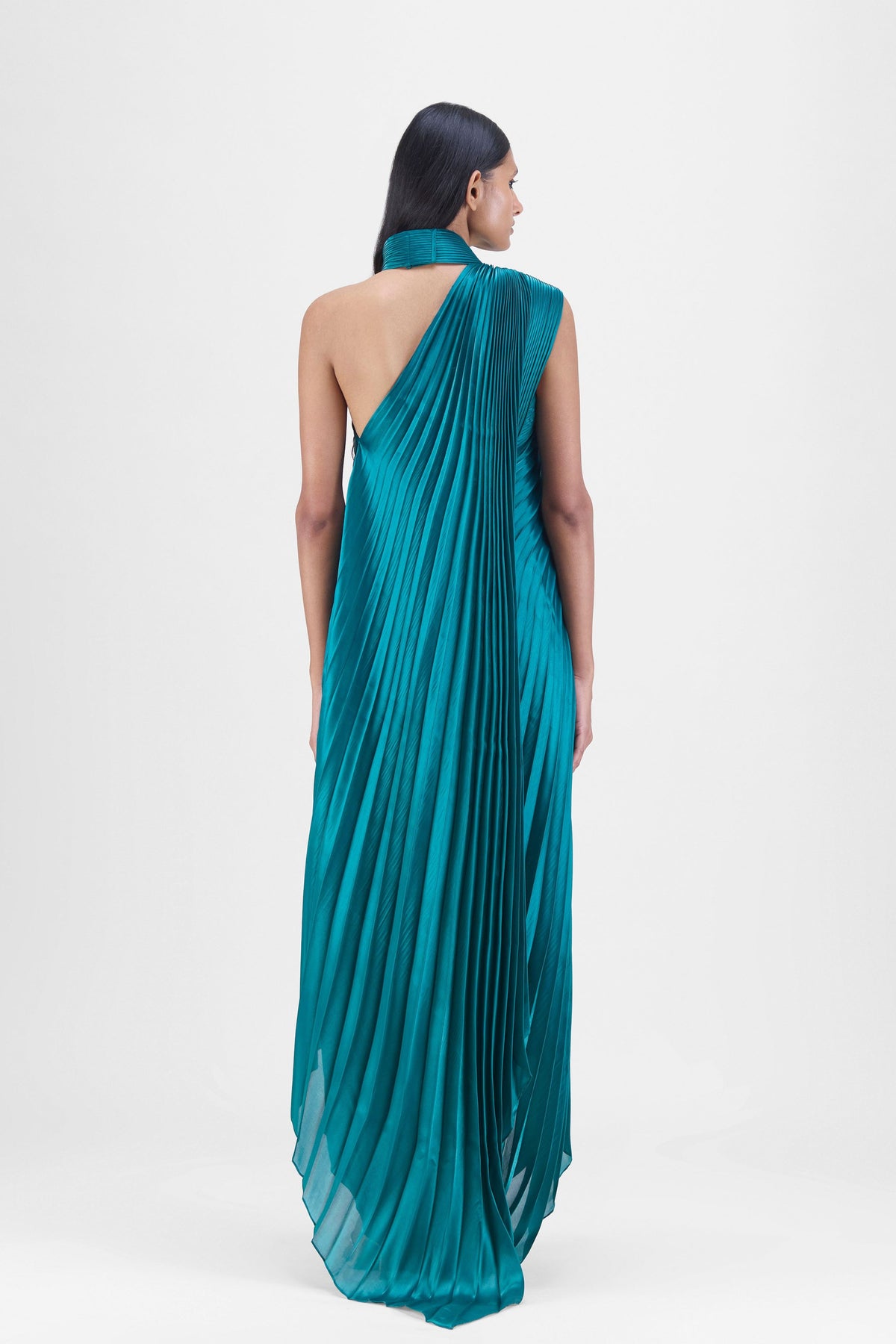 Emerald Pleated Fluid Gown