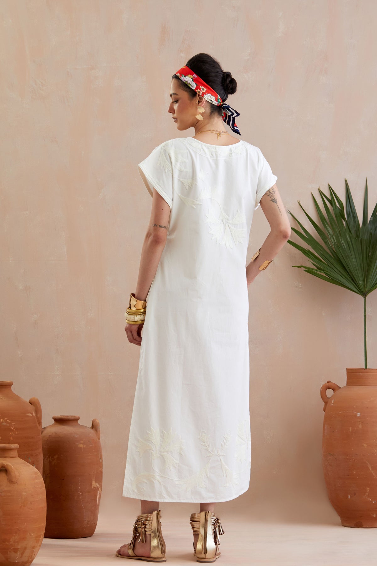 Ivory Embroidery Maxi Dress