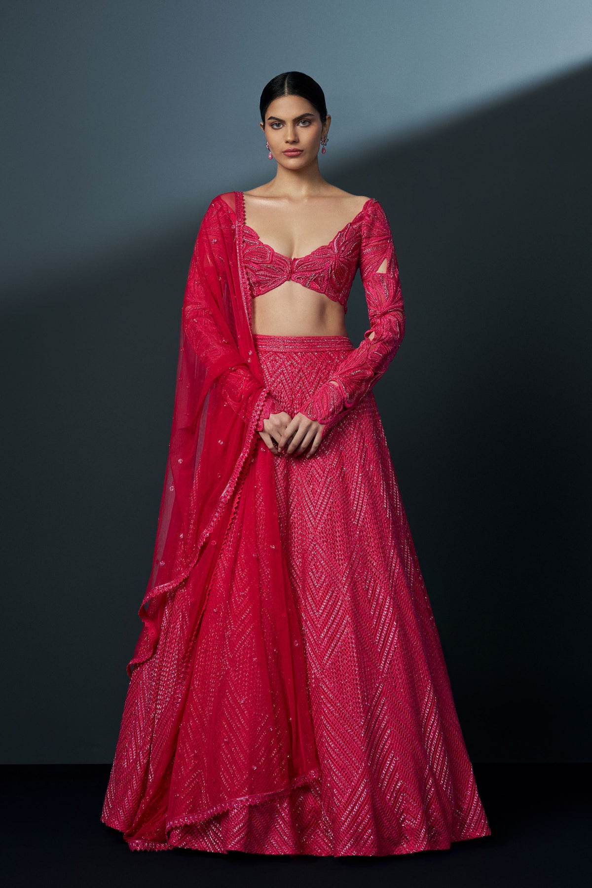 Skybloom Fuschia Lehenga Set