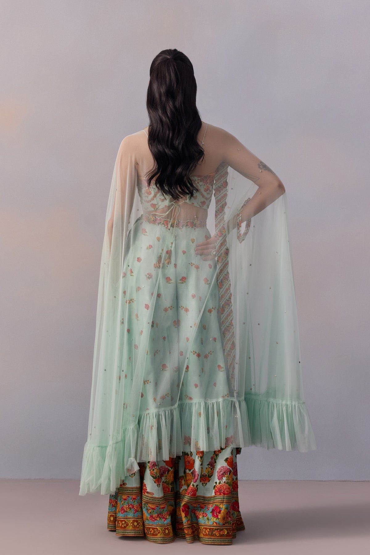 Powder Blue Meher Sharara Set