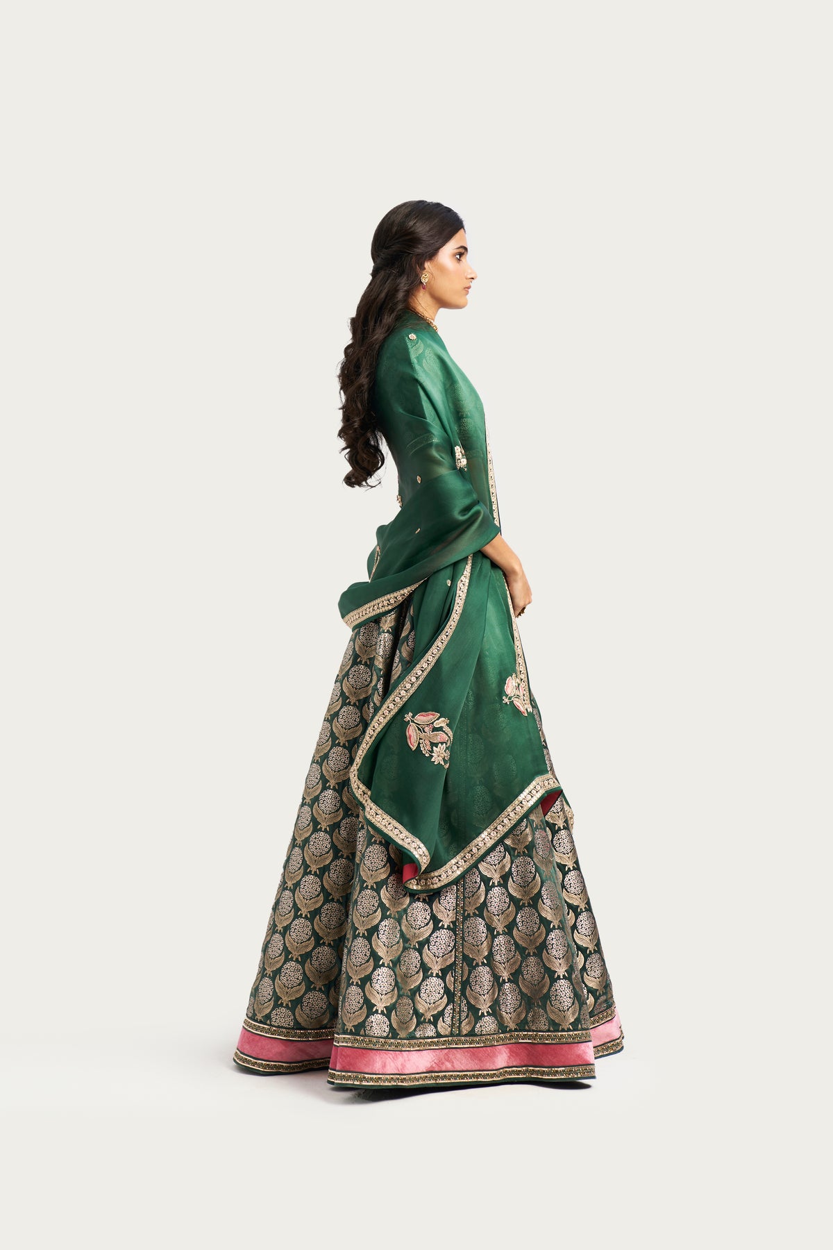 Mille fleur jade lehenga set