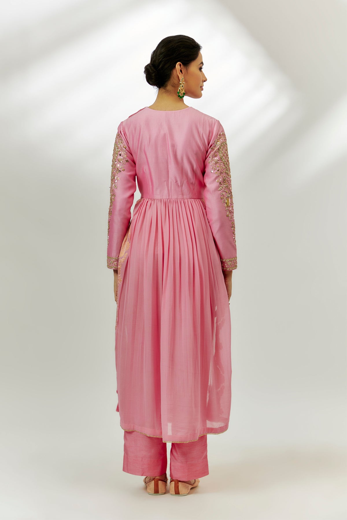 Pastel Pink Embroidered Anarkali Set