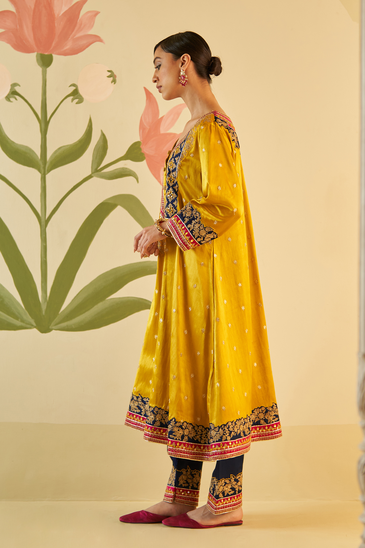 Mustard Satin Choga Set