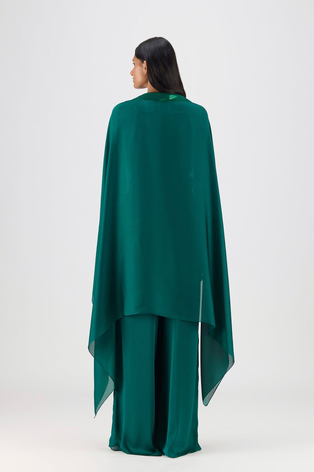 Metallic Cape In Emerald